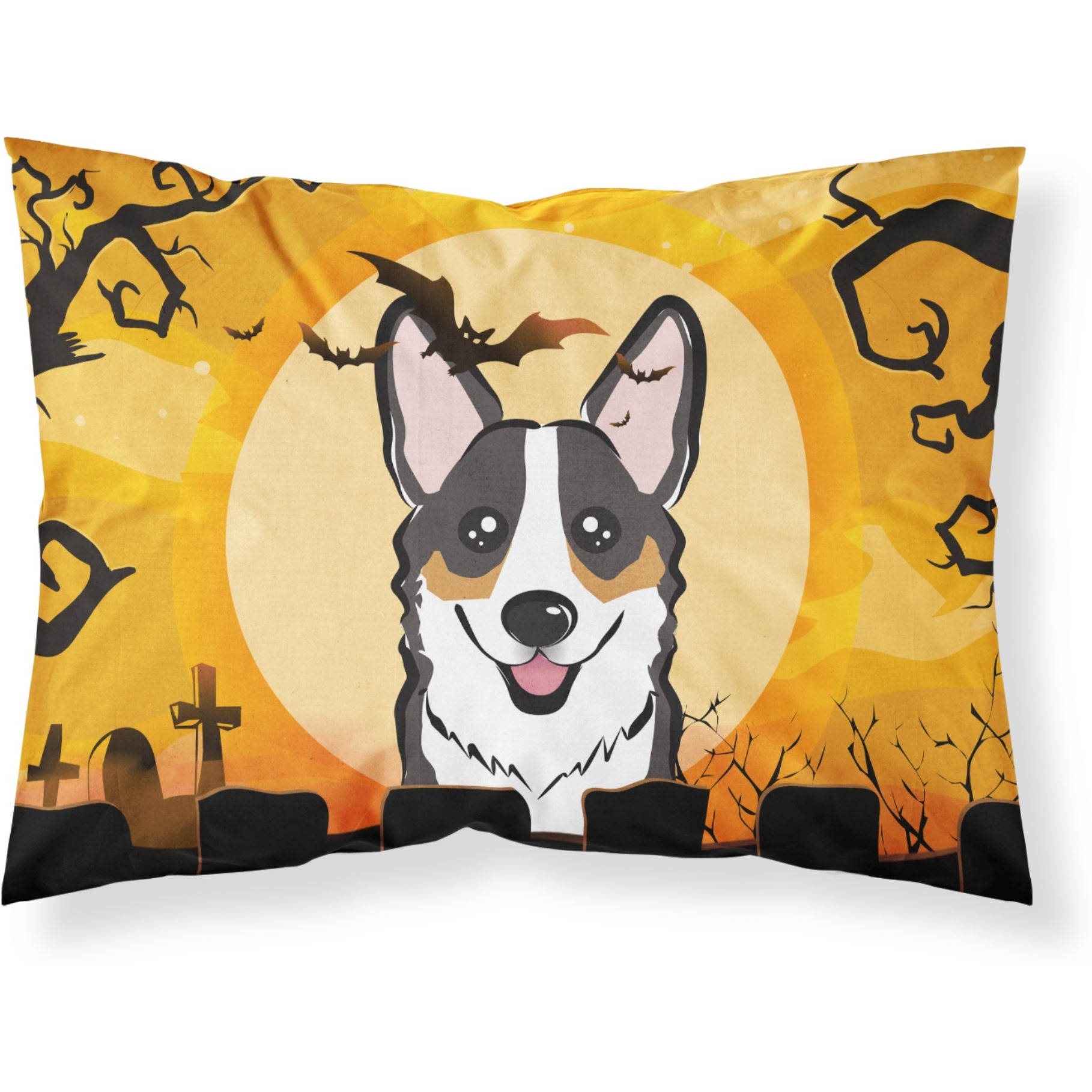 &quotCaroline's Treasures BB1813PILLOWCASE Halloween Tricolor Corgi Fabric Standard Pillowcase, Large, Multicolor"