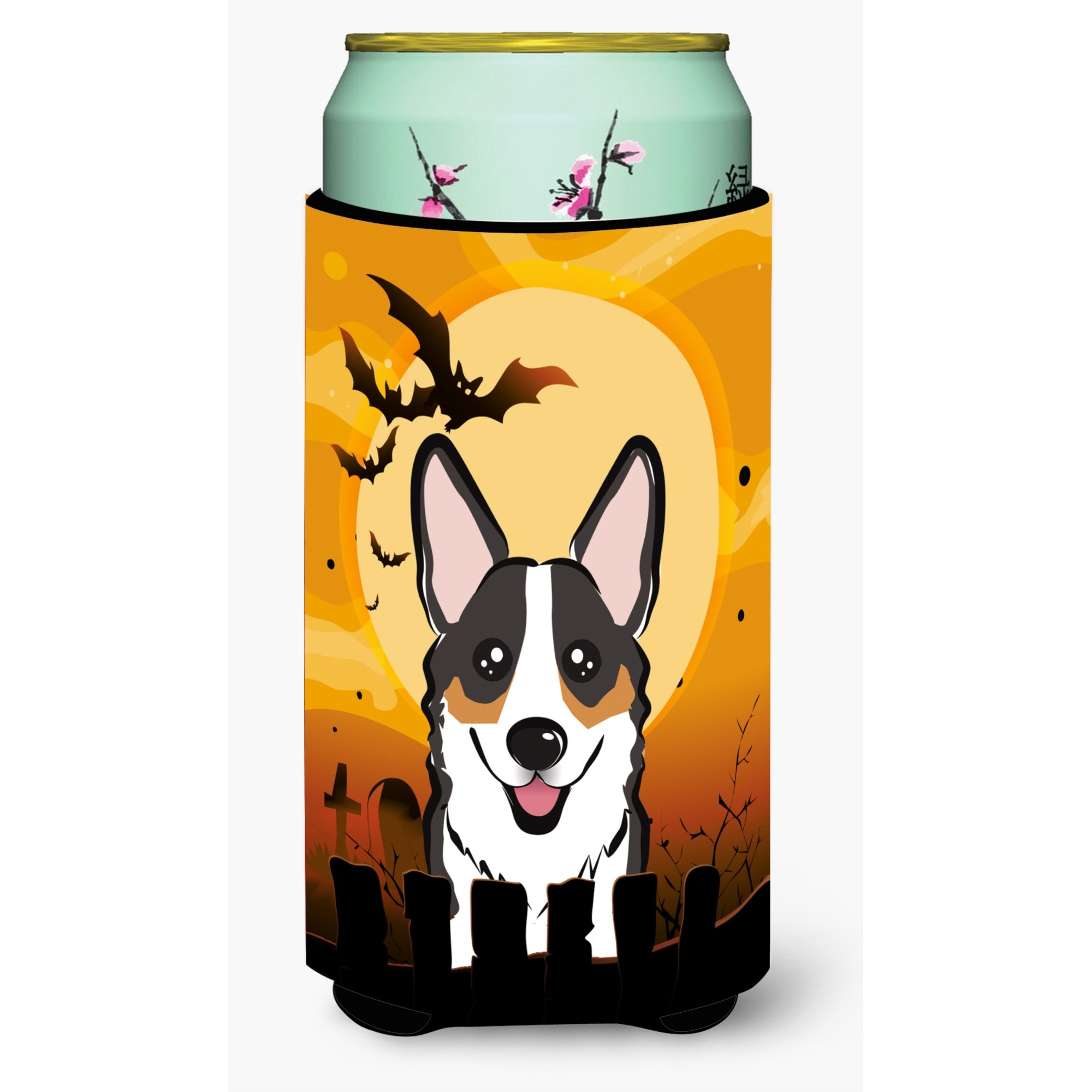 &quotCaroline's Treasures Halloween Tricolor Corgi Tall Boy Koozie Hugger, Multicolor"