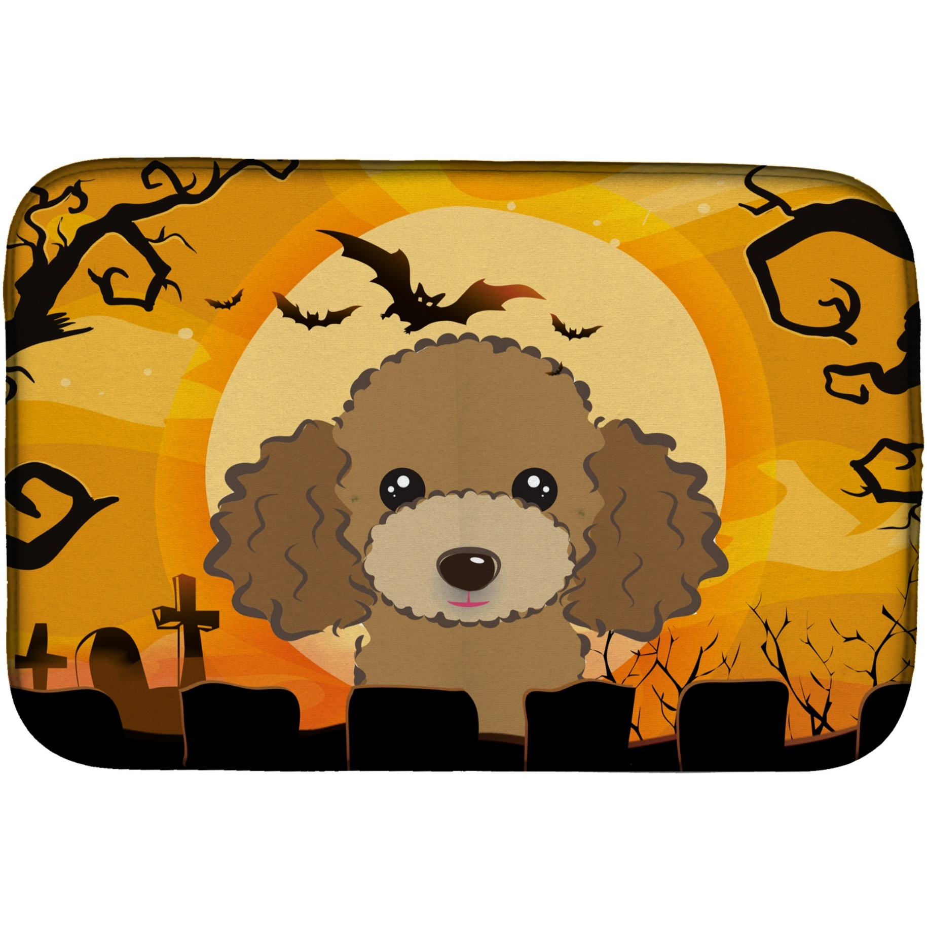 &quotCaroline's Treasures Halloween Chocolate Brown Poodle Dish Drying Mat, 14"" x 21"""