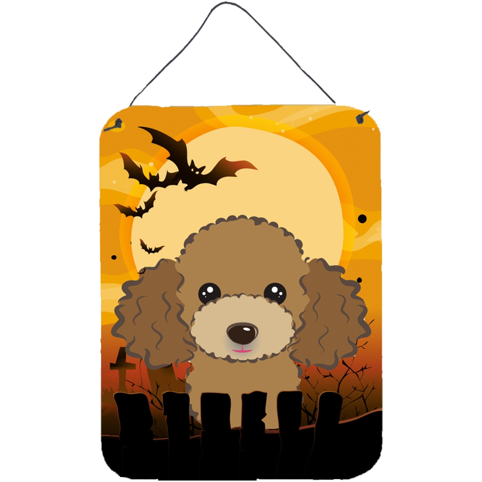 &quotCaroline's Treasures Halloween Chocolate Brown Poodle Wall or Door Hanging Prints BB1814DS1216, 16HX12W, Multicolor"