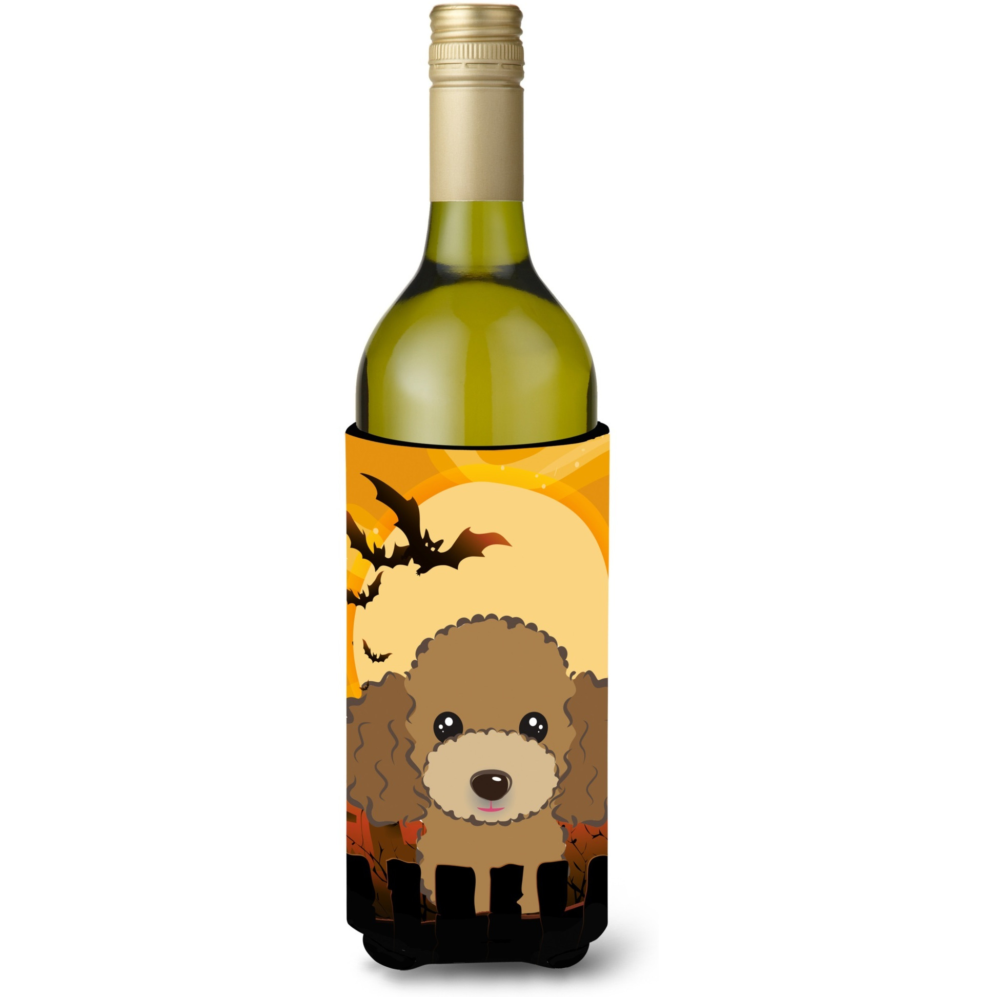 &quotCaroline's Treasures Halloween Chocolate Brown Poodle Wine Bottle Koozie Hugger, 750 ml, Multicolor"