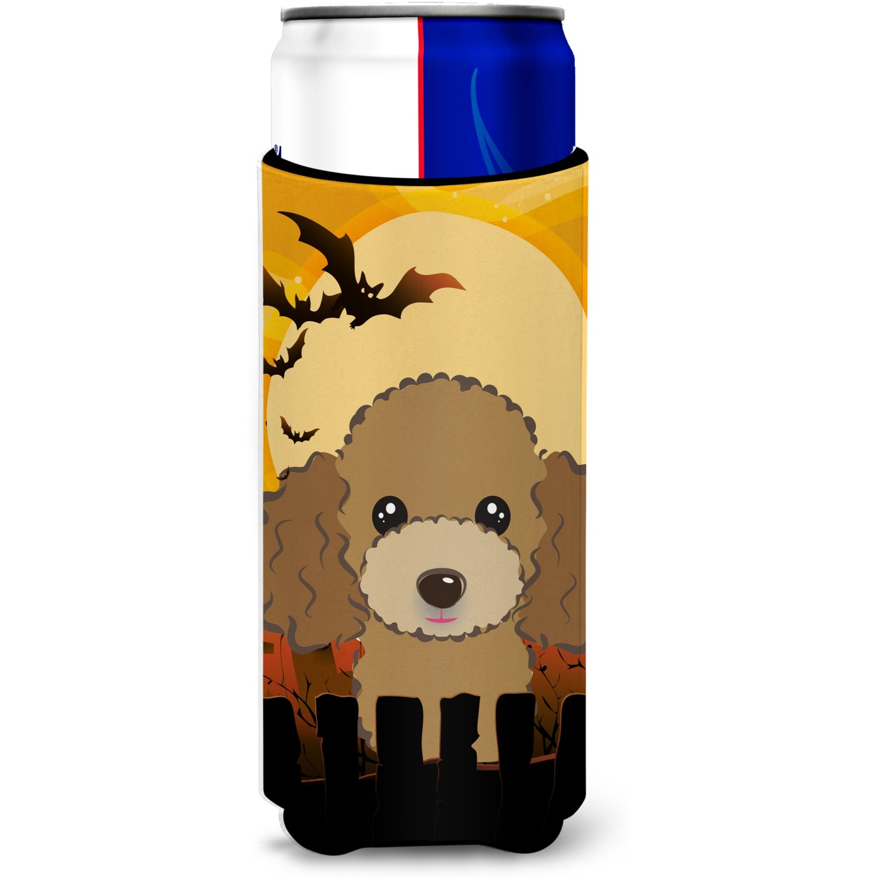 &quotCaroline's Treasures Halloween Chocolate Brown Poodle Michelob Ultra Koozies for Slim Cans, Multicolor"