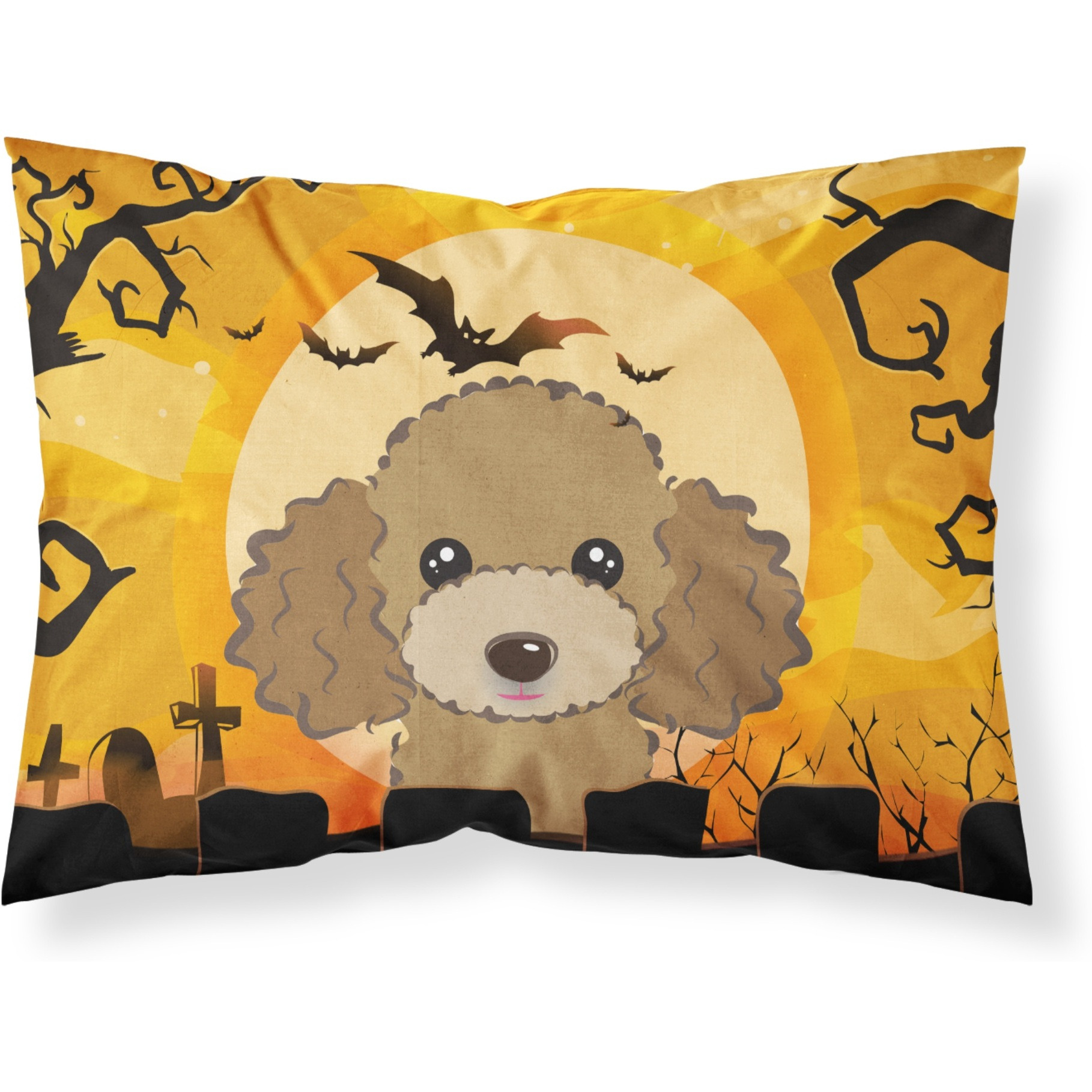 &quotCaroline's Treasures BB1814PILLOWCASE Halloween Chocolate Brown Poodle Fabric Standard Pillowcase, Large, Multicolor"