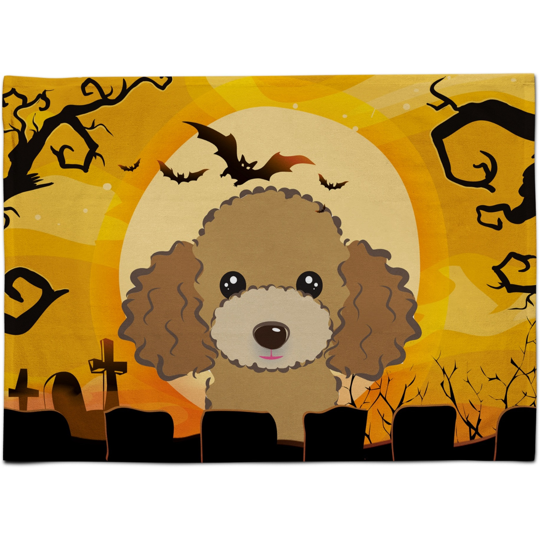 &quotCaroline's Treasures BB1814PLMT Halloween Chocolate Brown Poodle Fabric Placemat, Multicolor"