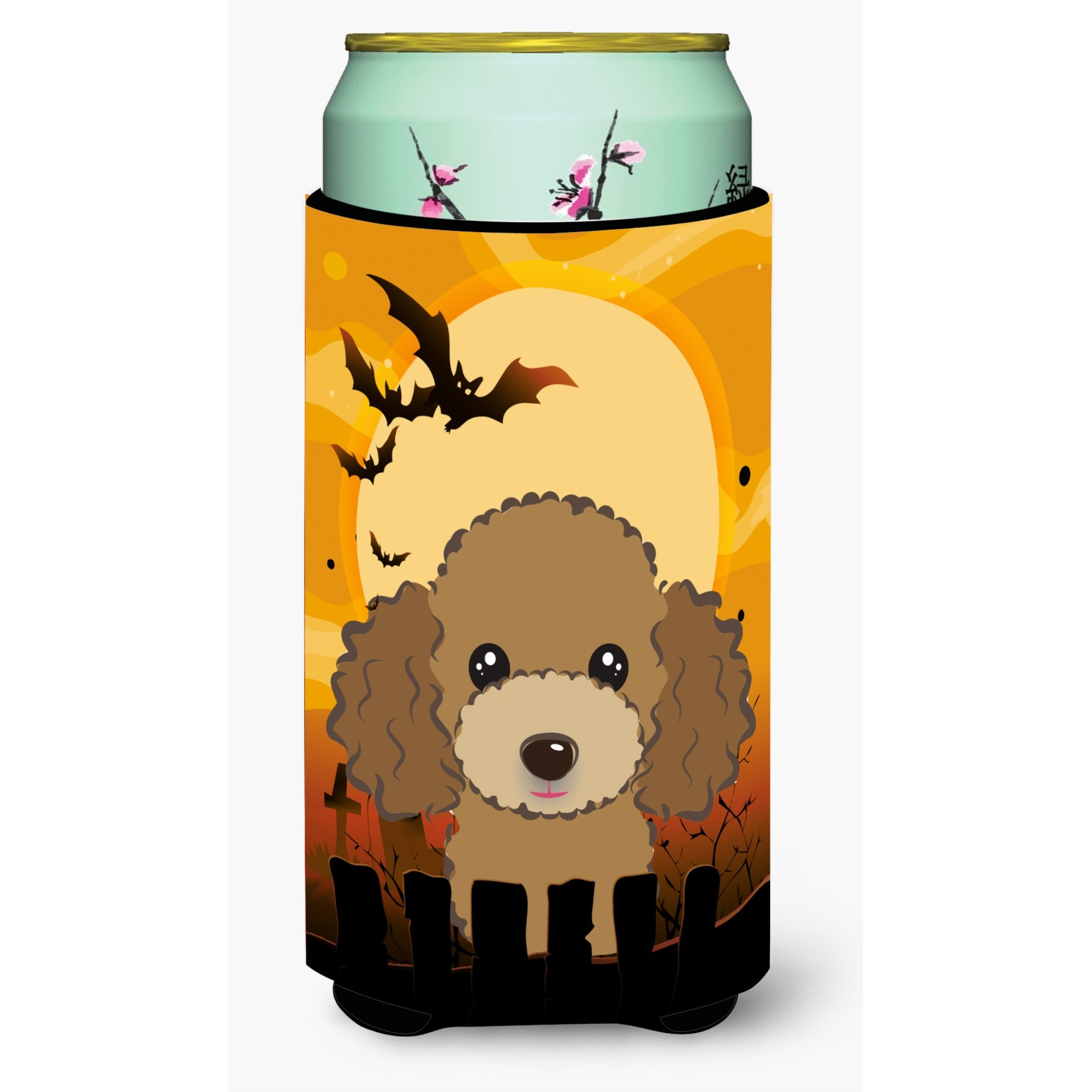 &quotCaroline's Treasures Halloween Chocolate Brown Poodle Tall Boy Koozie Hugger, Multicolor"