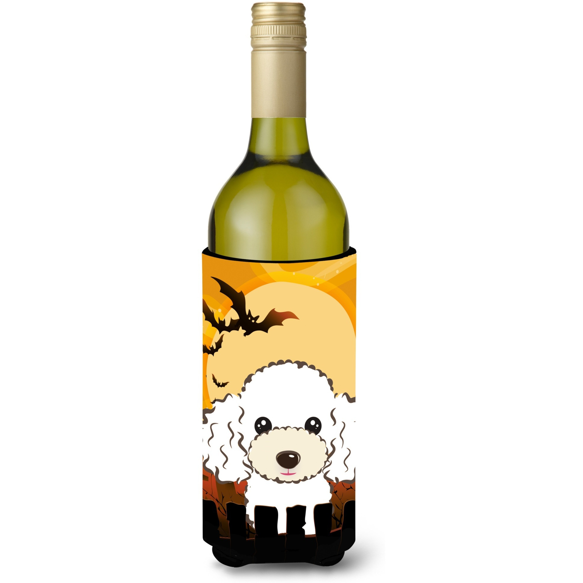 &quotCaroline's Treasures Halloween White Poodle Wine Bottle Koozie Hugger, 750 ml, Multicolor"