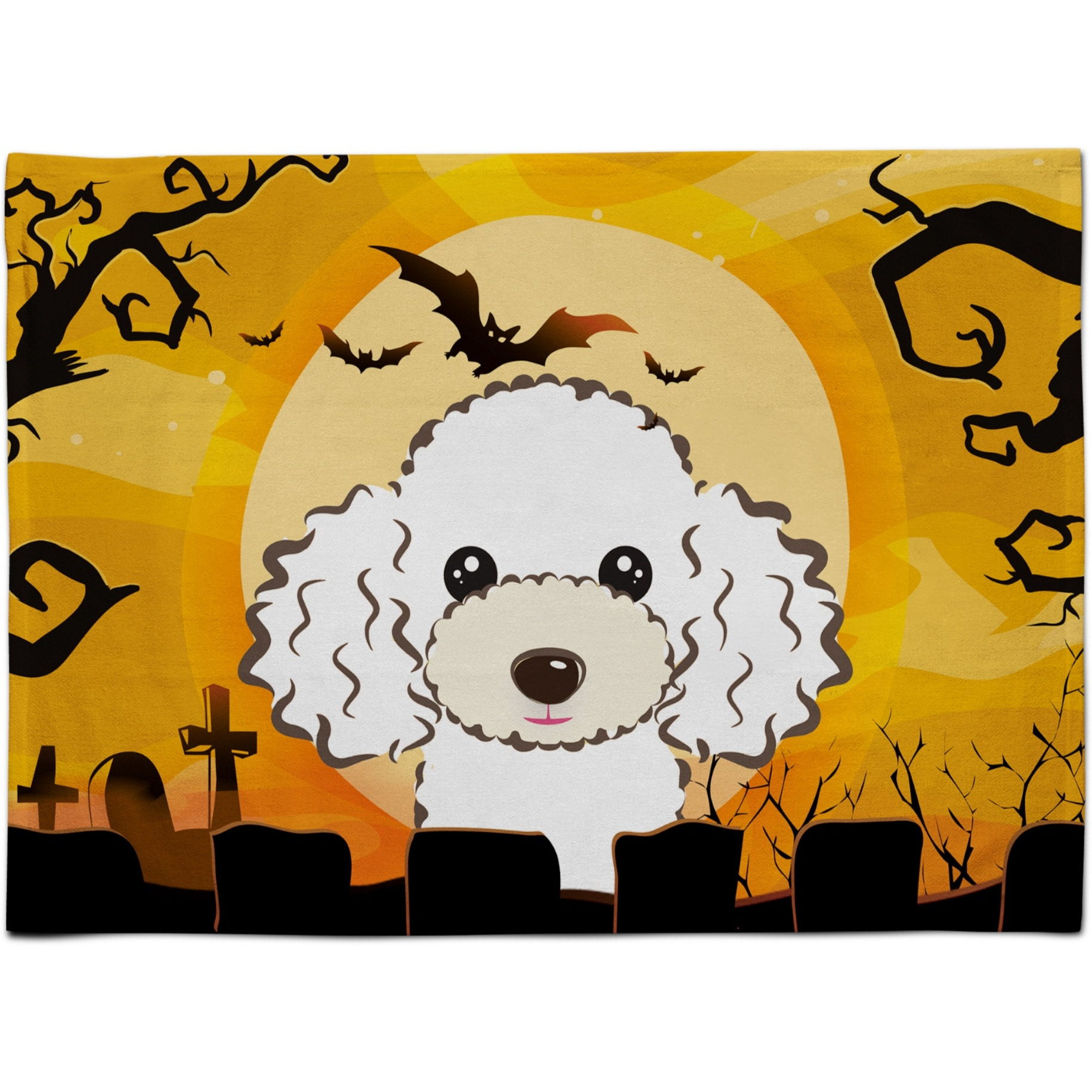 &quotCaroline's Treasures BB1815PLMT Halloween White Poodle Fabric Placemat, Multicolor"