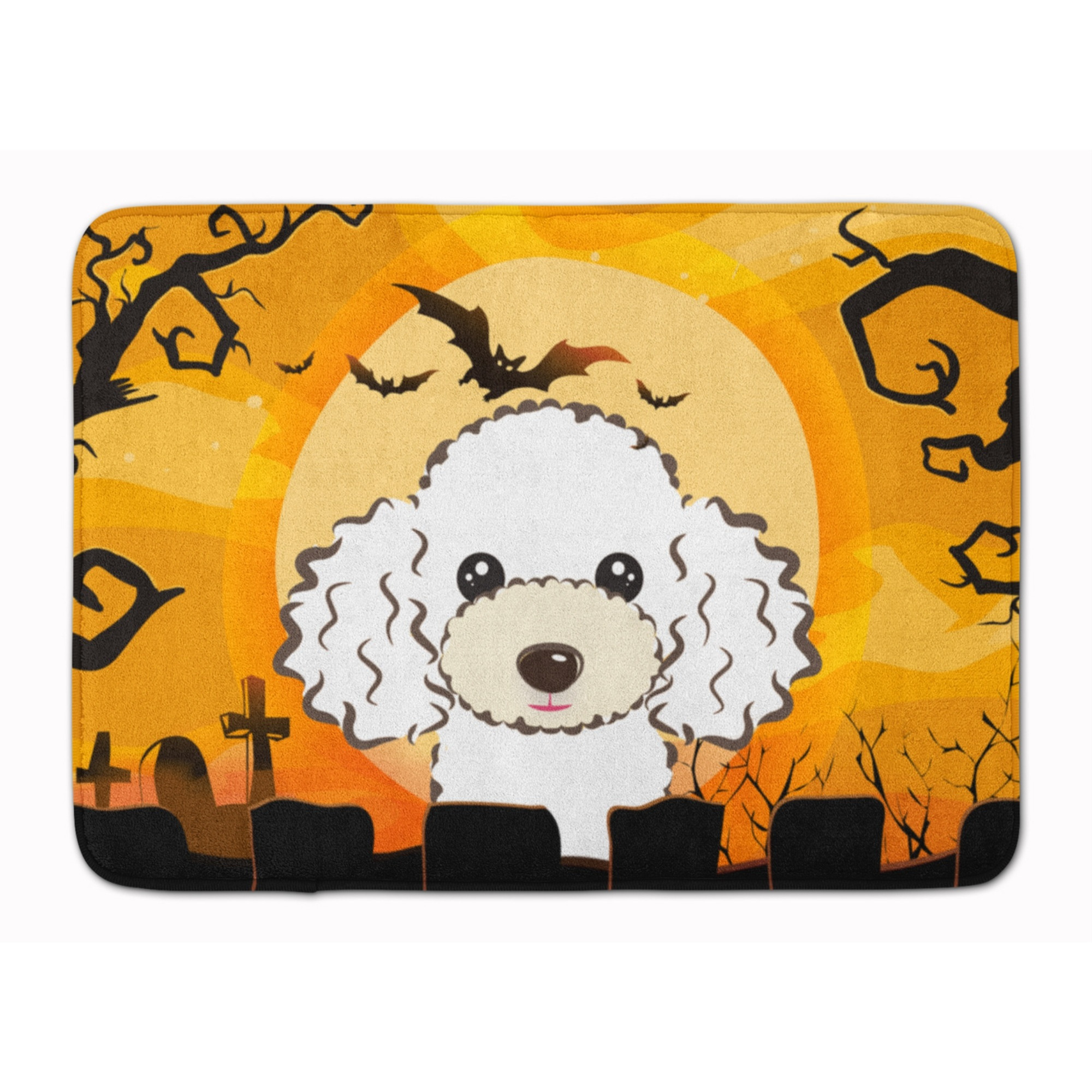 &quotCaroline's Treasures Halloween White Poodle Floor Mat, 19"" x 27"", Multicolor"