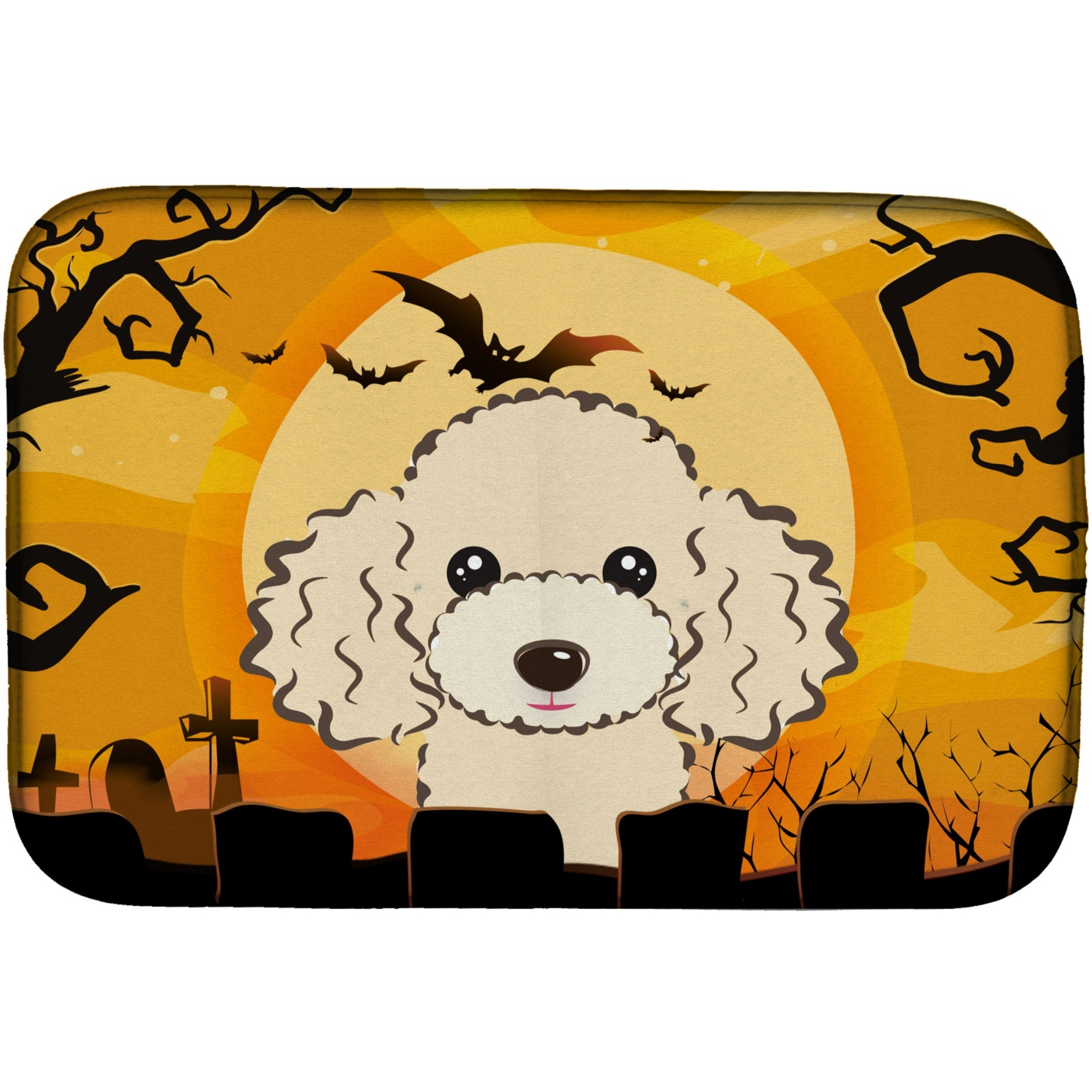 &quotCaroline's Treasures Halloween Buff Poodle Dish Drying Mat, 14"" x 21"""