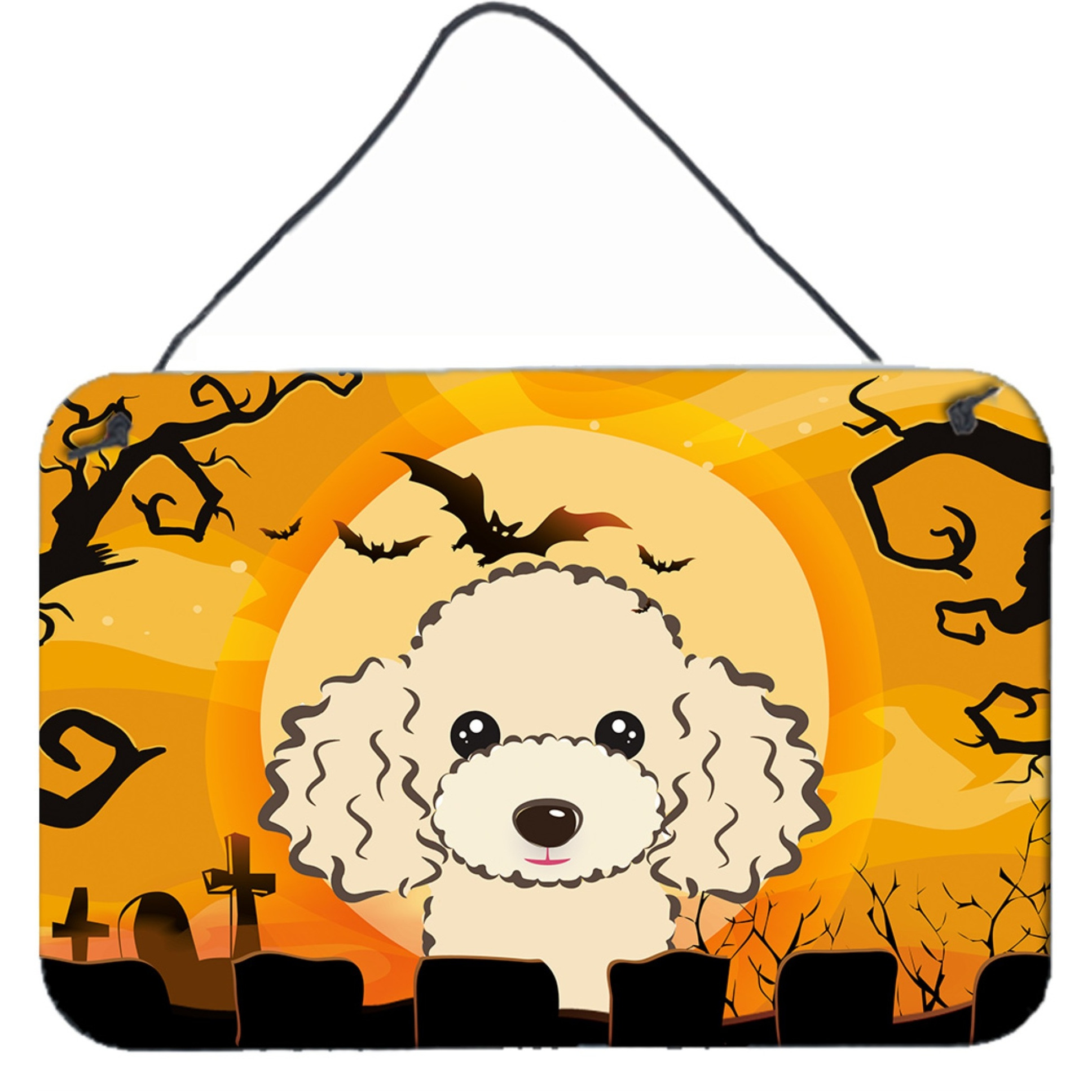 &quotCaroline's Treasures Halloween Buff Poodle Wall or Door Hanging Prints BB1816DS812, 8HX12W, Multicolor"