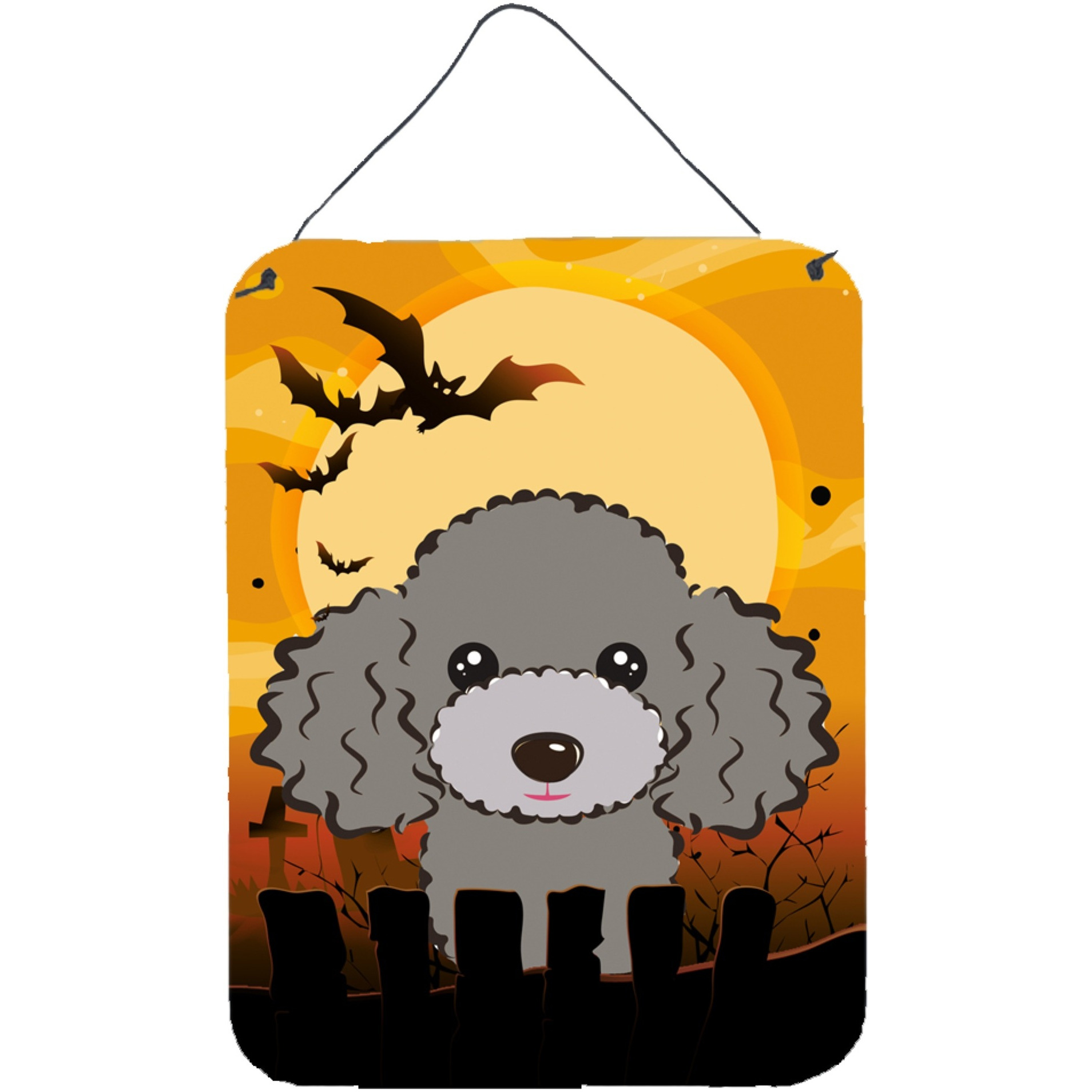 &quotCaroline's Treasures Halloween Silver Gray Poodle Wall or Door Hanging Prints BB1817DS1216, 16HX12W, Multicolor"