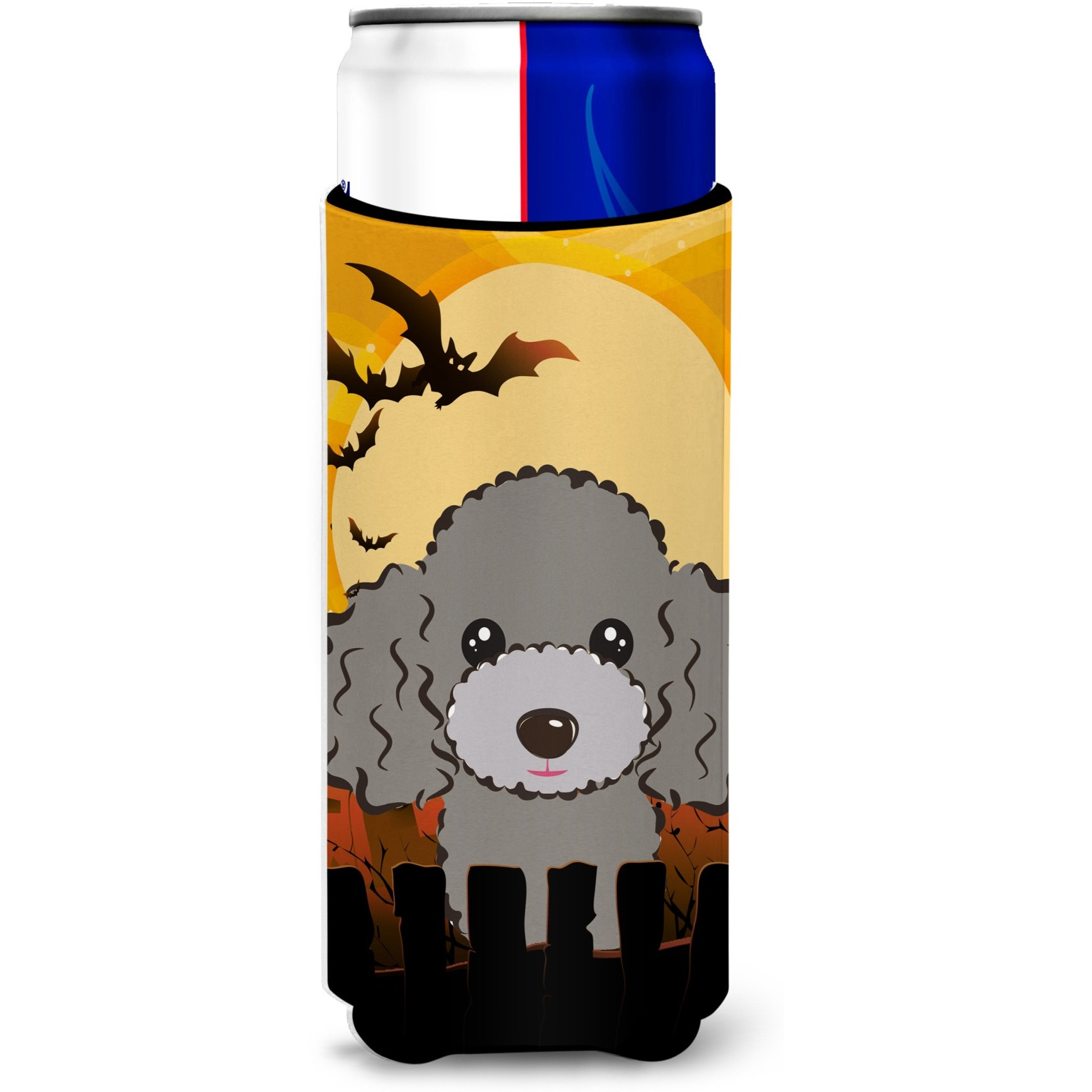 &quotCaroline's Treasures Halloween Silver Gray Poodle Michelob Ultra Koozies for Slim Cans, Multicolor"