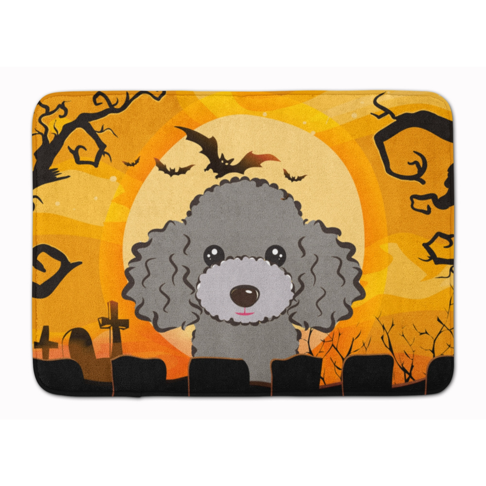 &quotCaroline's Treasures Halloween Silver Gray Poodle Floor Mat, 19"" x 27"", Multicolor"