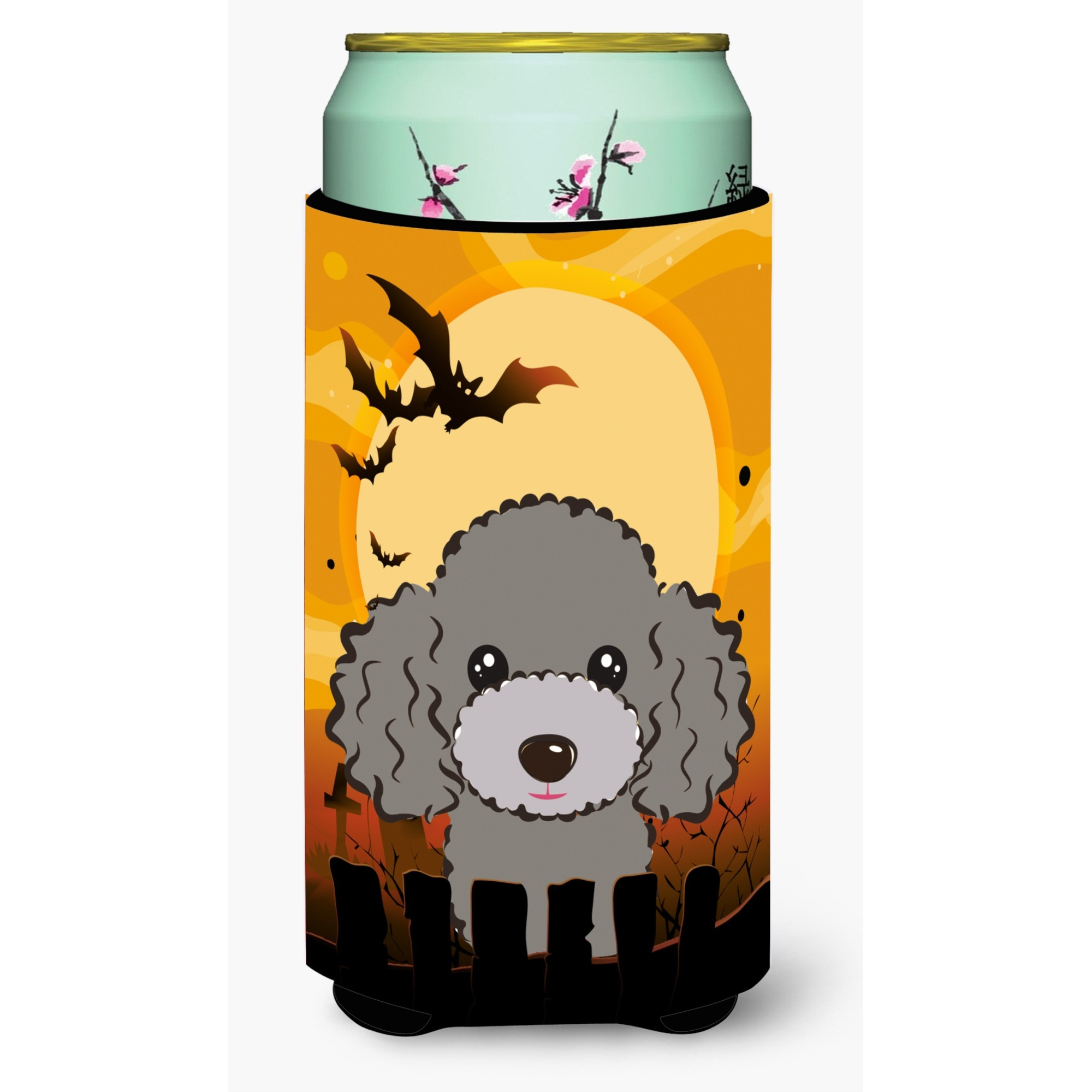 &quotCaroline's Treasures Halloween Silver Gray Poodle Tall Boy Koozie Hugger, Multicolor"
