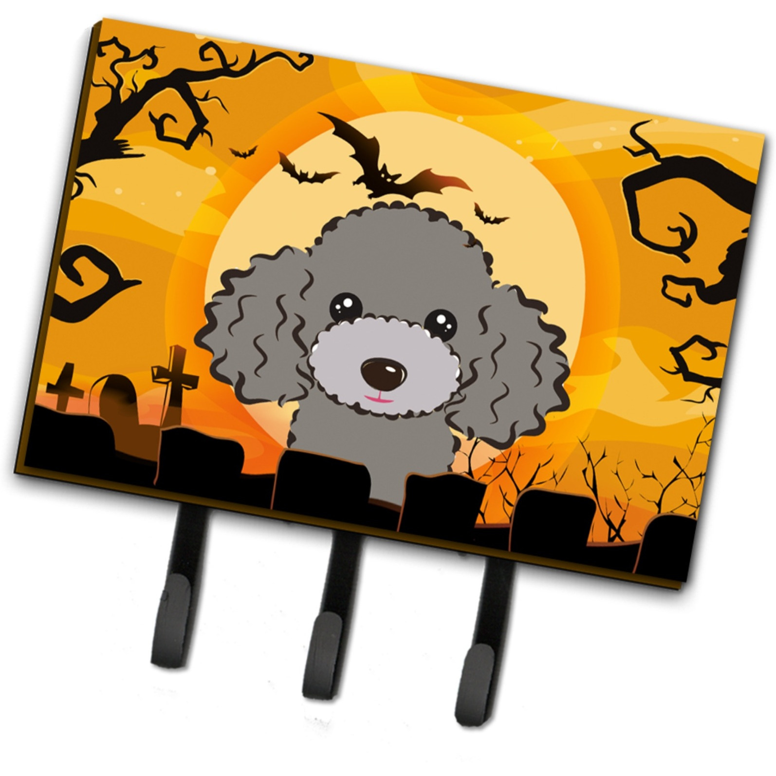 &quotCaroline's Treasures BB1817TH68 Halloween Silver Gray Poodle Leash or Key Holder, Large, Multicolor"