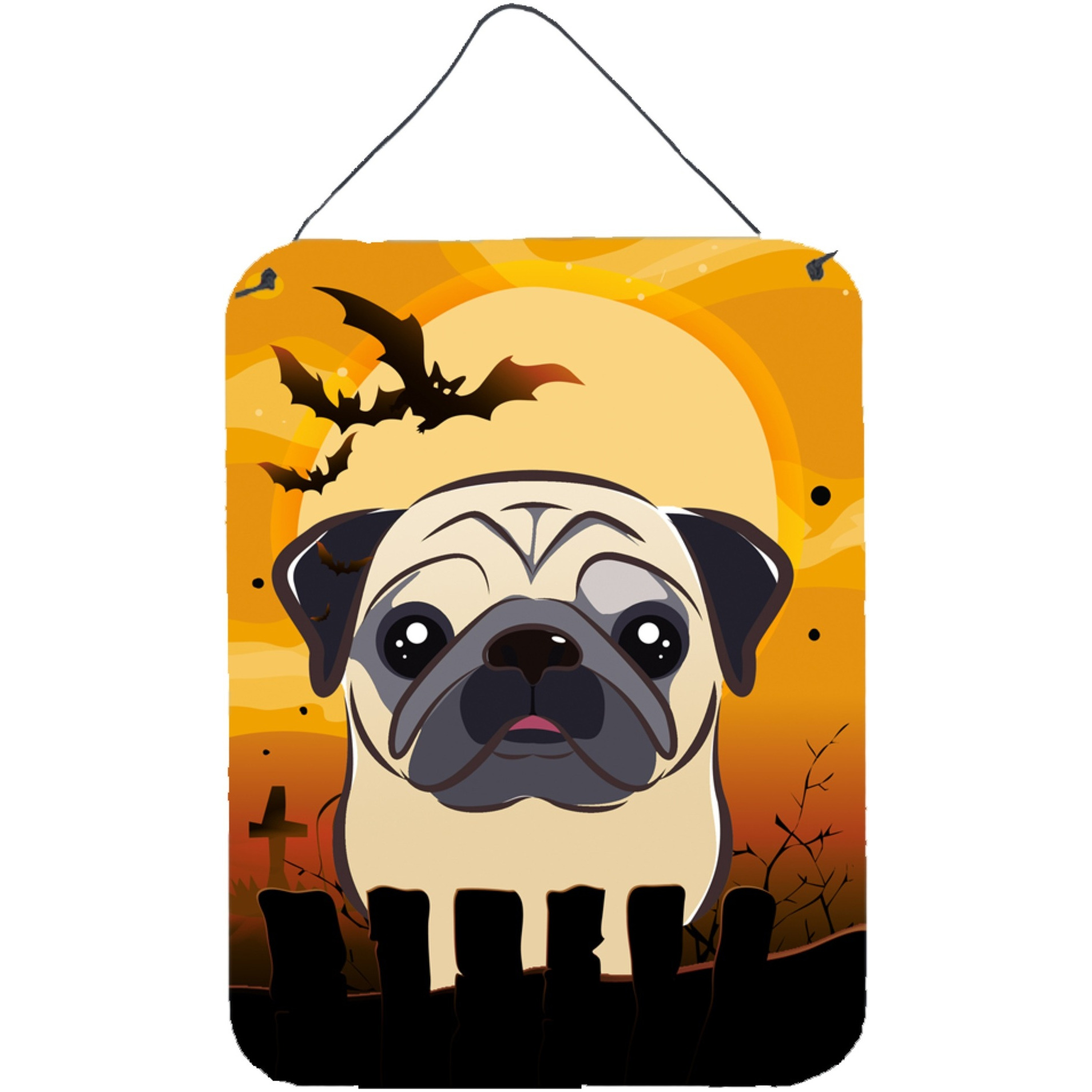 &quotCaroline's Treasures Halloween Fawn Pug Wall or Door Hanging Prints BB1820DS1216, 16HX12W, Multicolor"
