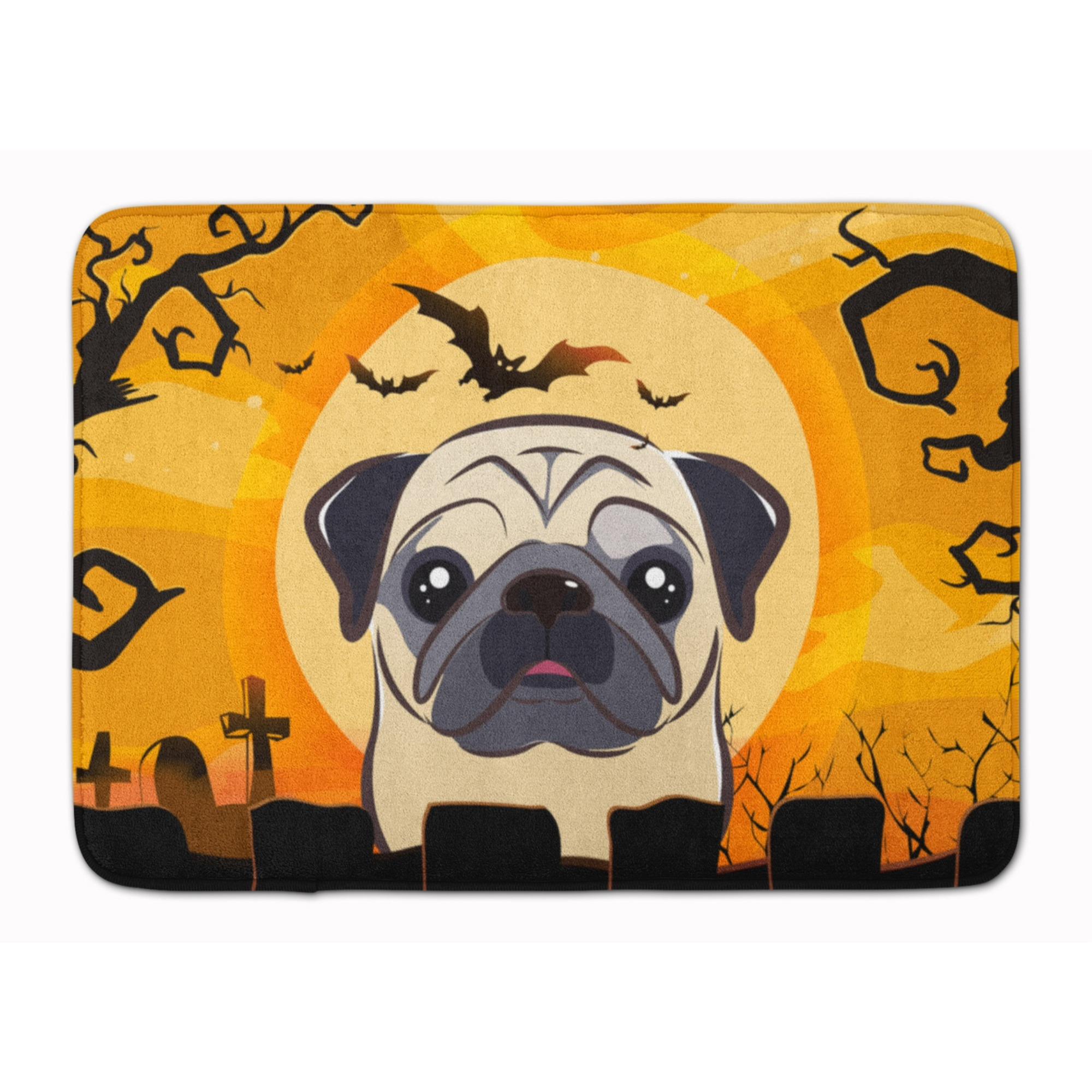 &quotCaroline's Treasures Halloween Fawn Pug Floor Mat, 19"" x 27"", Multicolor"