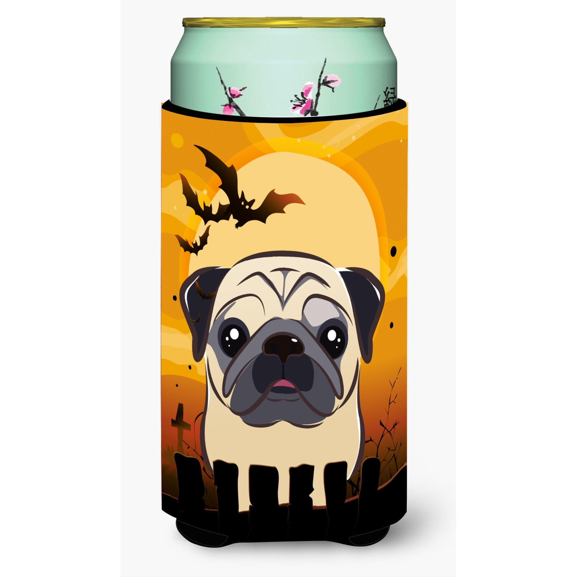 &quotCaroline's Treasures Halloween Fawn Pug Tall Boy Koozie Hugger, Multicolor"