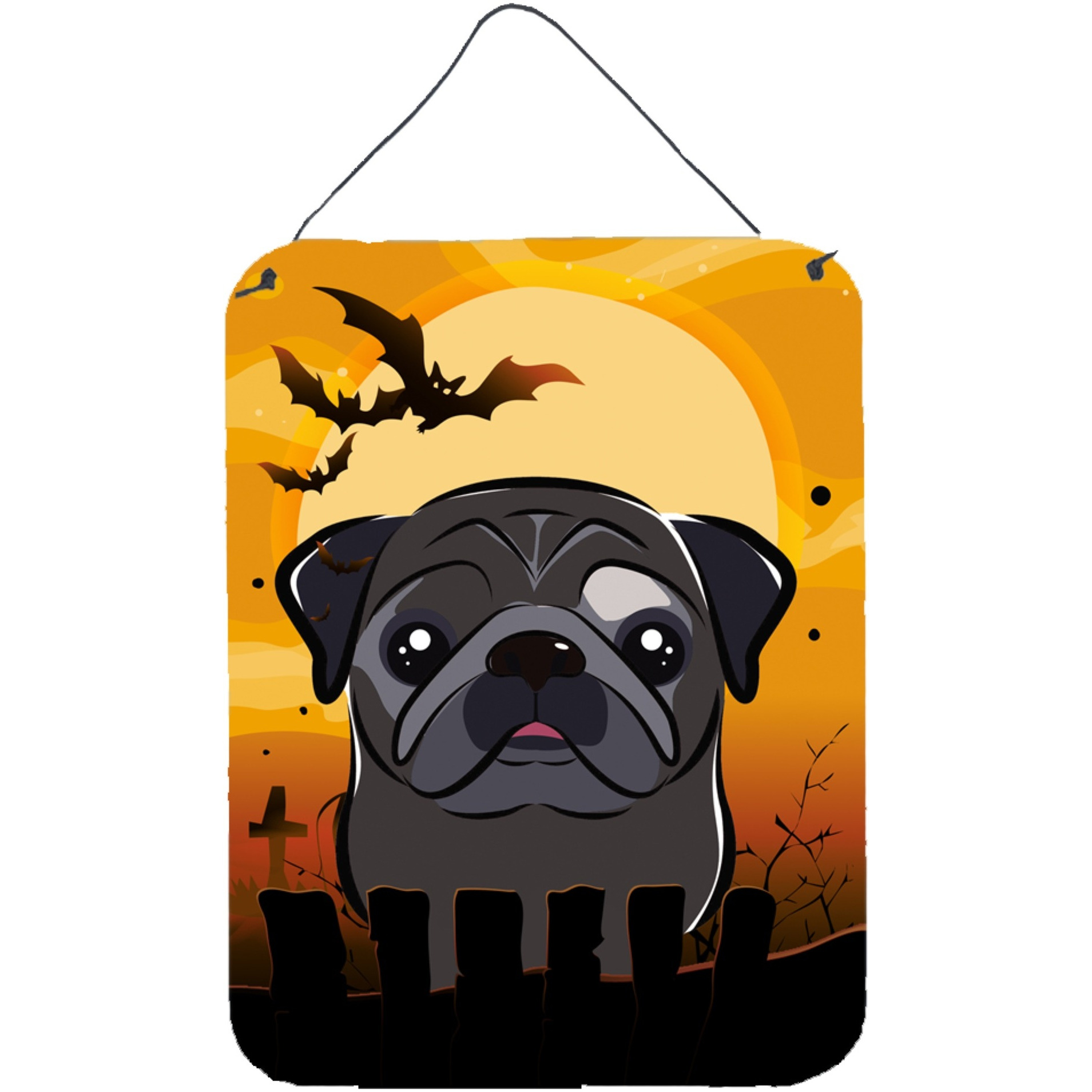 &quotCaroline's Treasures Halloween Black Pug Wall or Door Hanging Prints BB1821DS1216, 16HX12W, Multicolor"