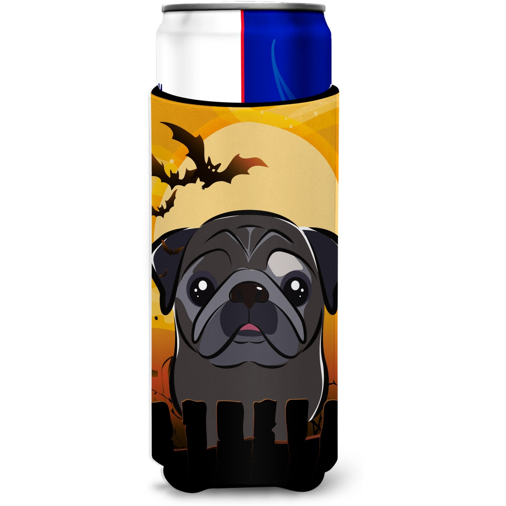 &quotCaroline's Treasures Halloween Black Pug Michelob Ultra Koozies for Slim Cans, Multicolor"