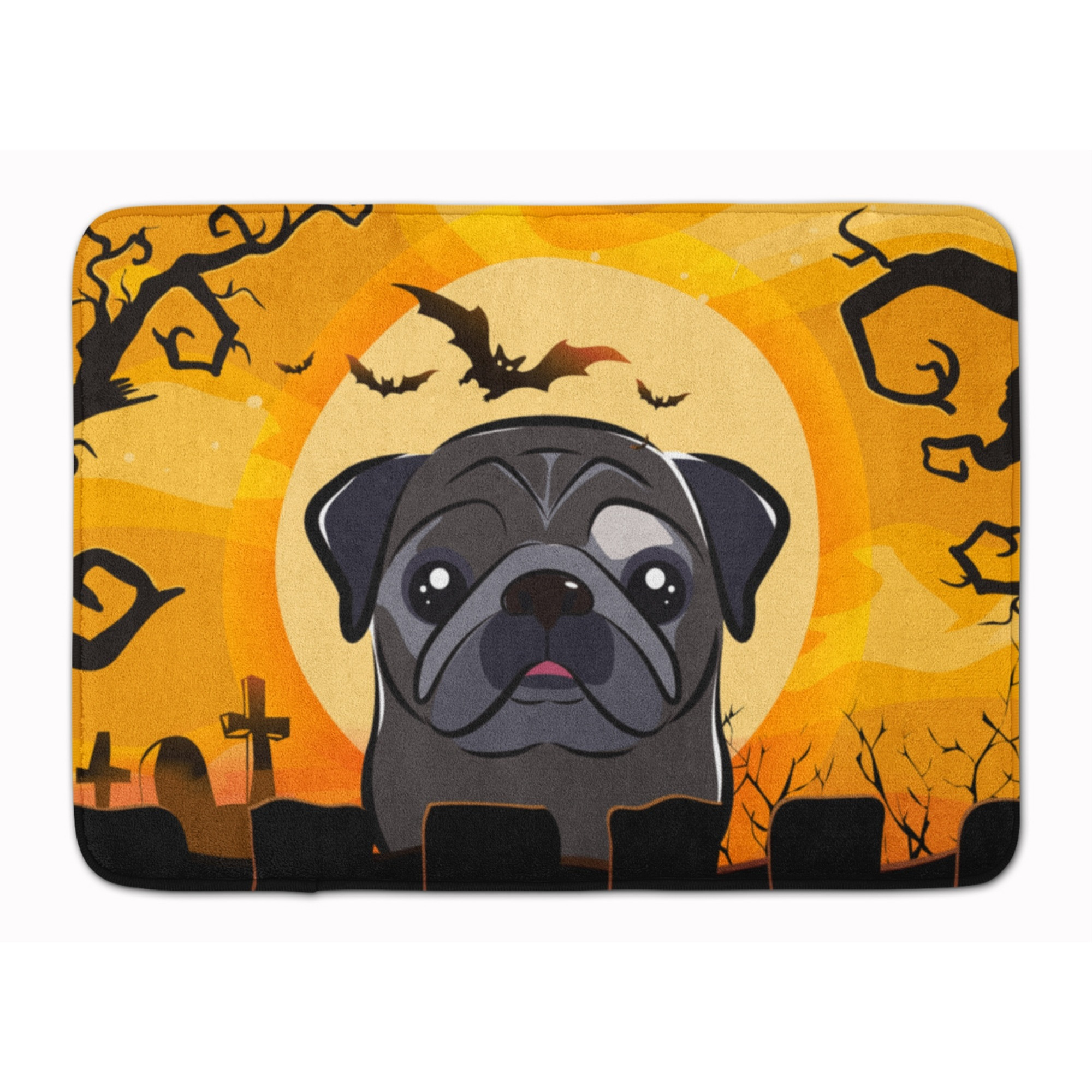 &quotCaroline's Treasures Halloween Black Pug Floor Mat, 19"" x 27"", Multicolor"