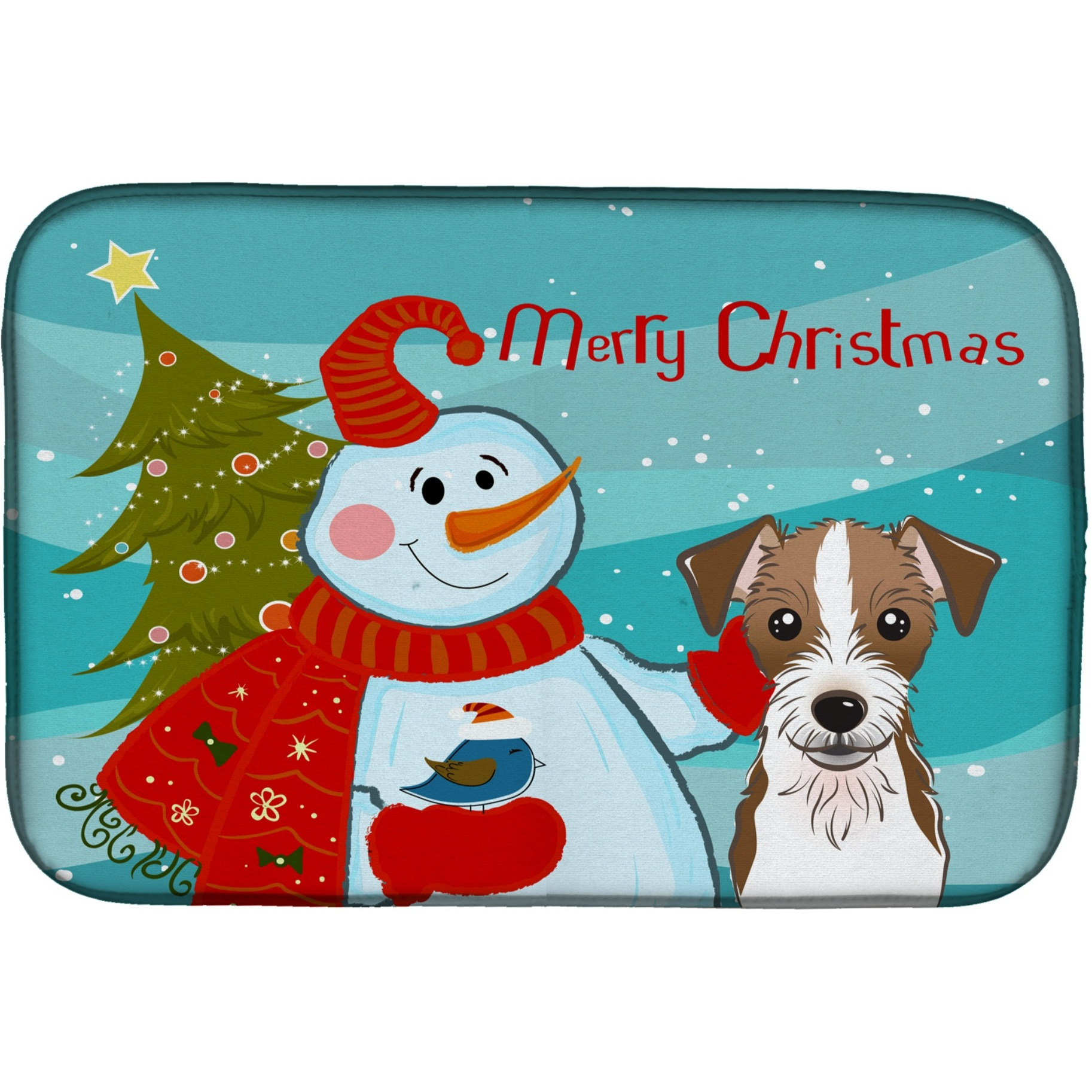 &quotCaroline's Treasures Snowman with Jack Russell Terrier Dish Drying Mat, 14 x 21"