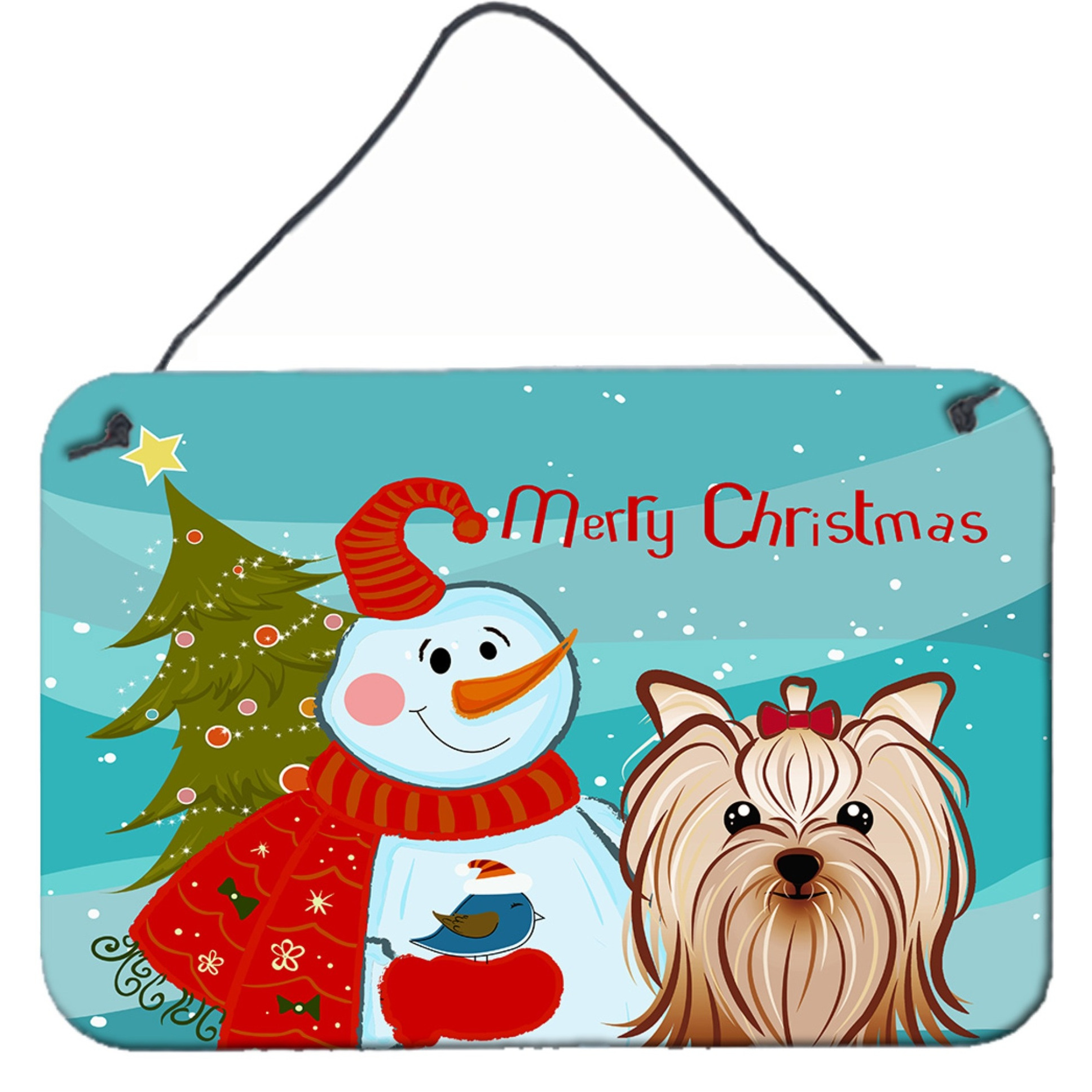 &quotCaroline's Treasures Snowman with Yorkie Yorkshire Terrier Wall or Door Hanging Prints BB1824DS812, 8HX12W"