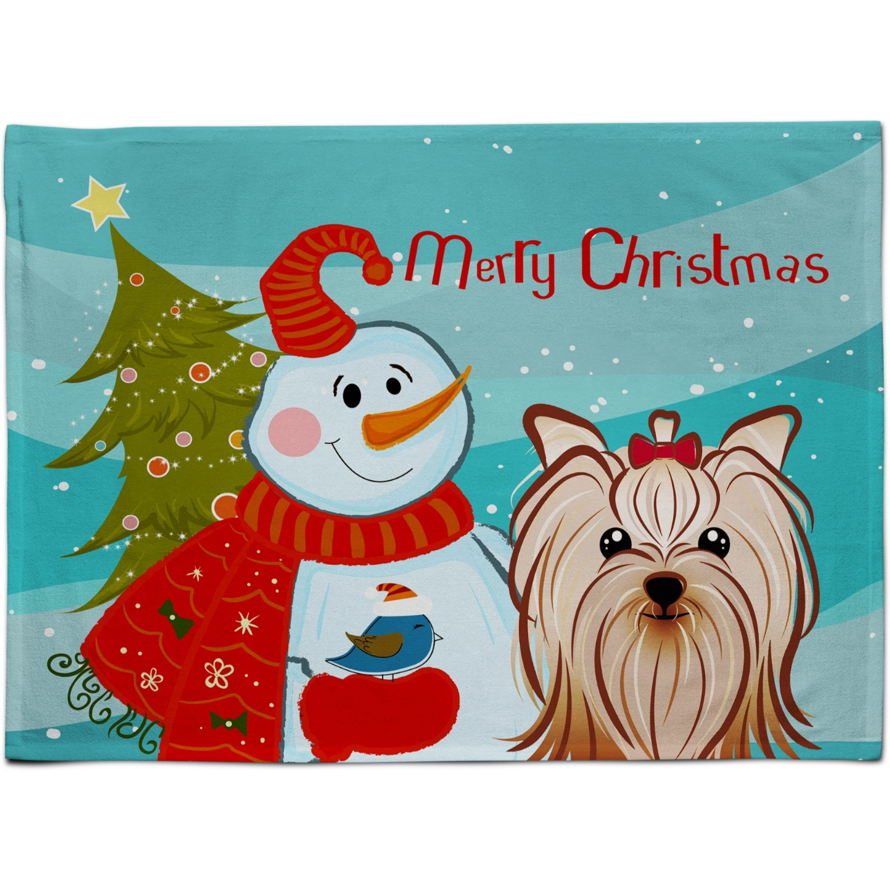 &quotCaroline's Treasures BB1824PLMT Snowman With Yorkie Yorkshire Terrier Fabric Placemat, Multicolor"