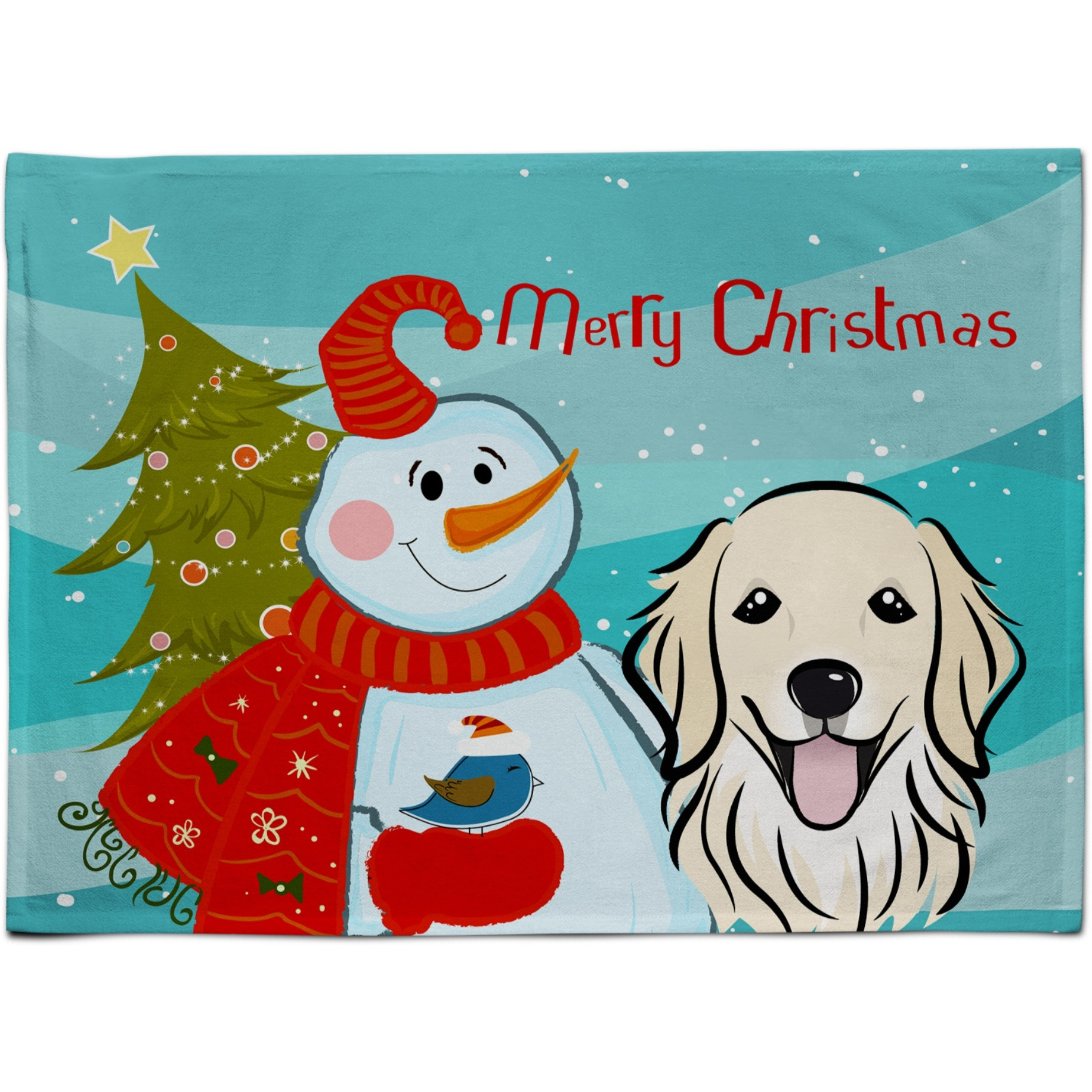 &quotCaroline's Treasures BB1825PLMT Snowman With Golden Retriever Fabric Placemat, Multicolor"