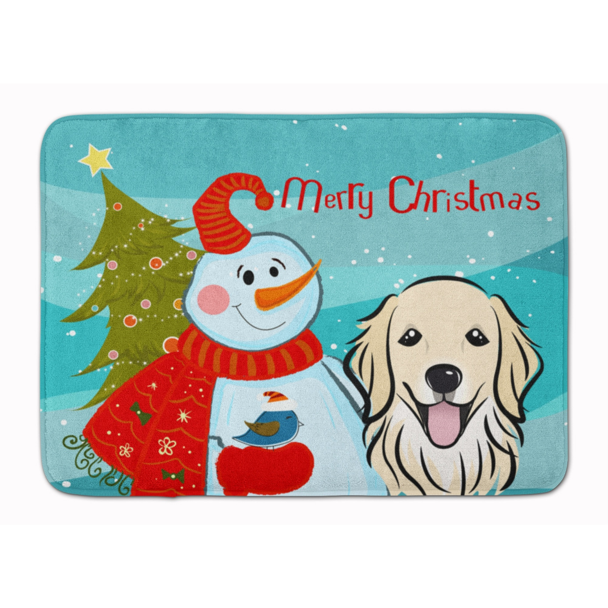 &quotCaroline's Treasures Snowman with Golden Retriever Floor Mat, 19"" x 27"", Multicolor"