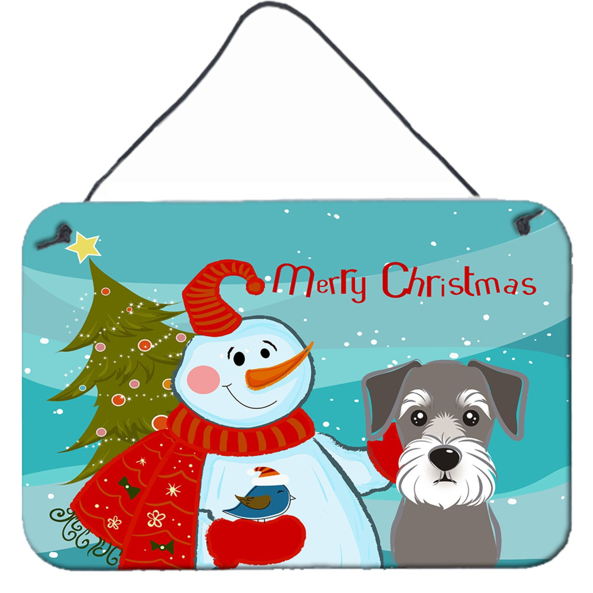 &quotCaroline's Treasures Snowman with Schnauzer Wall or Door Hanging Prints BB1826DS812, 8HX12W"