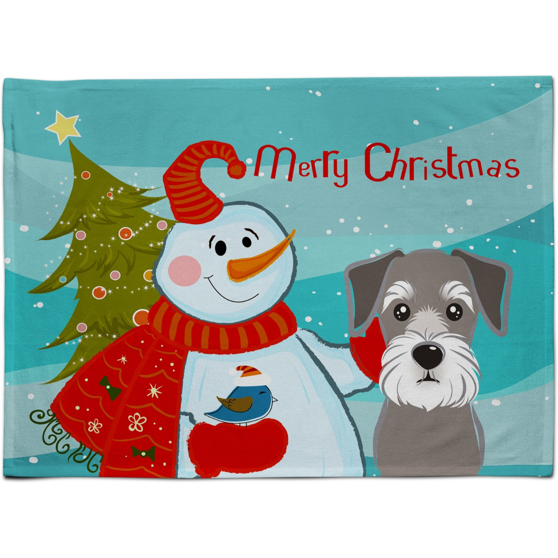 &quotCaroline's Treasures BB1826PLMT Snowman With Schnauzer Fabric Placemat, Multicolor"
