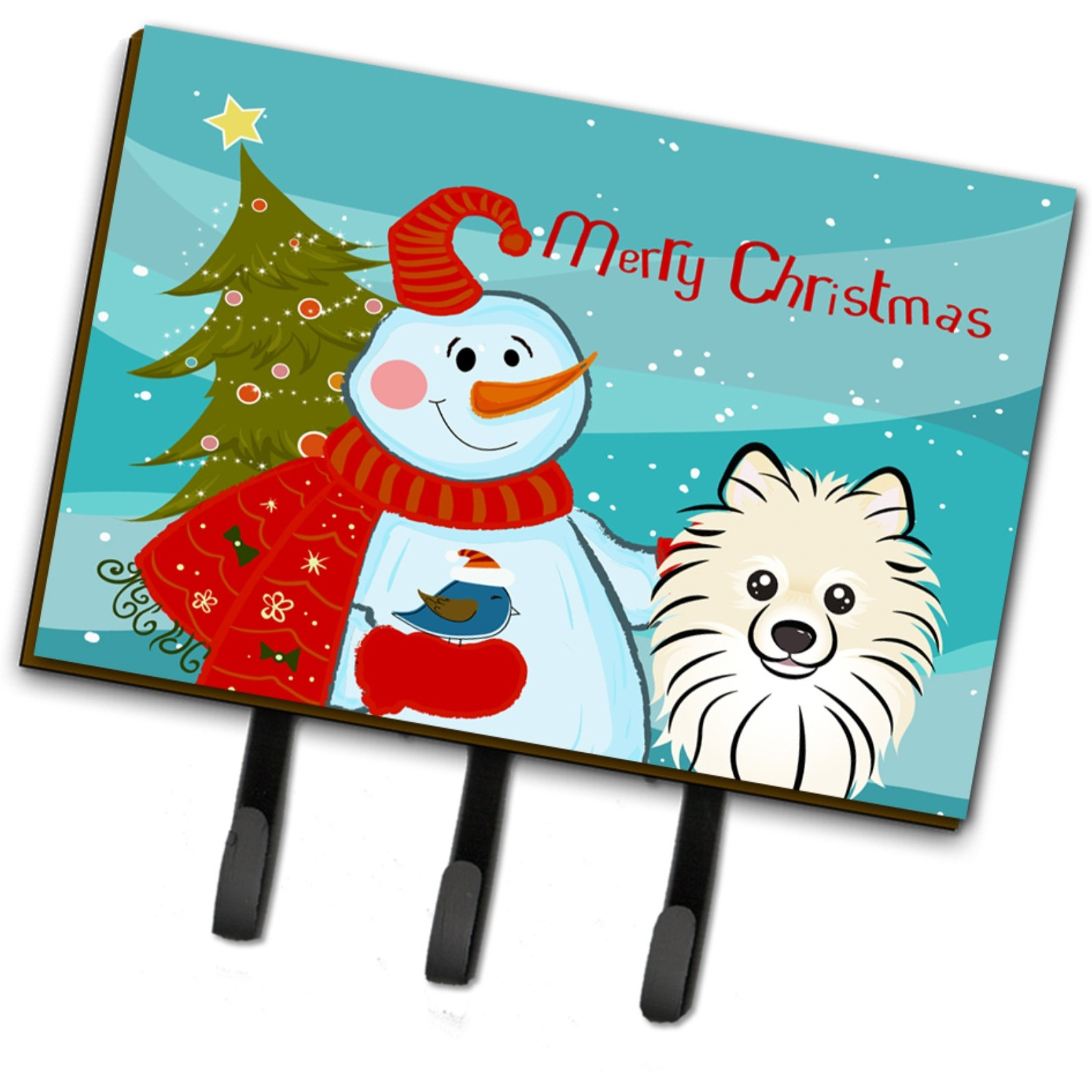 &quotCaroline's Treasures BB1827TH68 Snowman with Pomeranian Leash or Key Holder, Large, Multicolor"