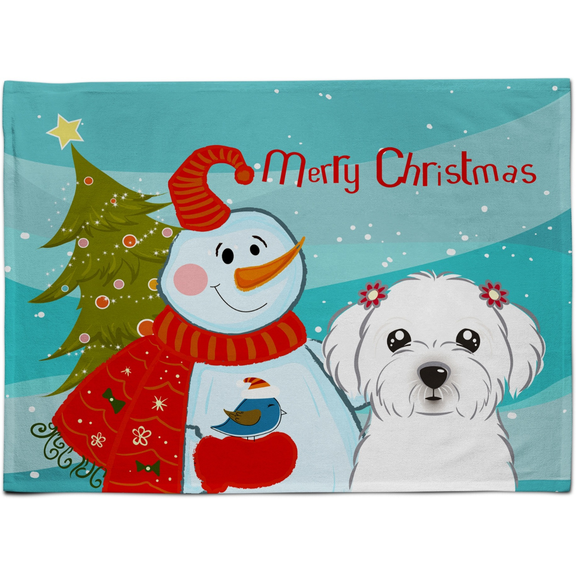 &quotCaroline's Treasures BB1828PLMT Snowman With Maltese Fabric Placemat, Multicolor"