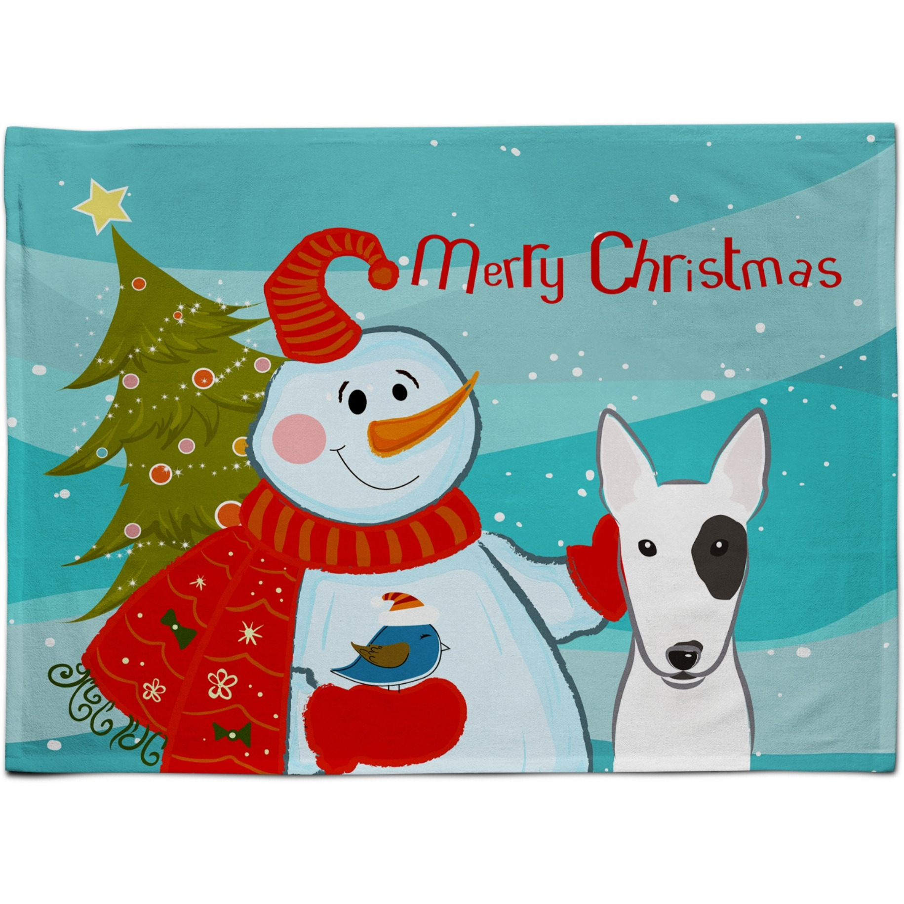 &quotCaroline's Treasures BB1829PLMT Snowman With Bull Terrier Fabric Placemat, Multicolor"