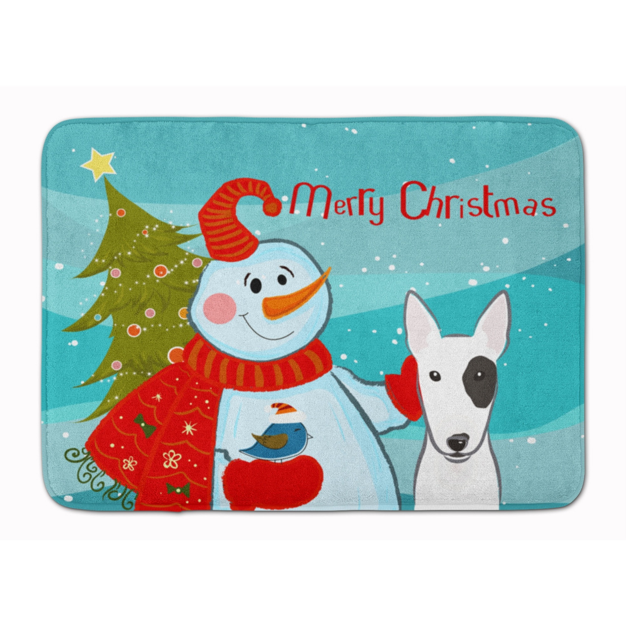 &quotCaroline's Treasures Snowman with Bull Terrier Floor Mat, 19"" x 27"", Multicolor"