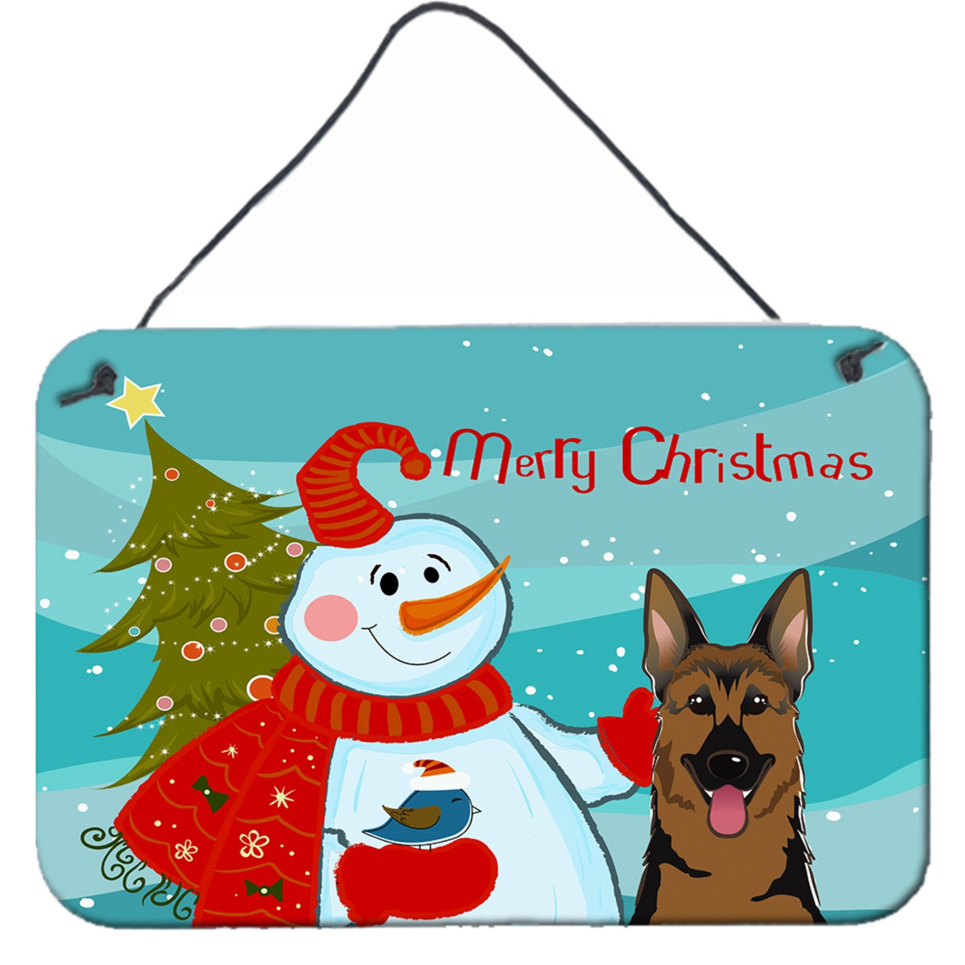 &quotCaroline's Treasures Snowman with German Shepherd Wall or Door Hanging Prints BB1831DS812, 8HX12W"