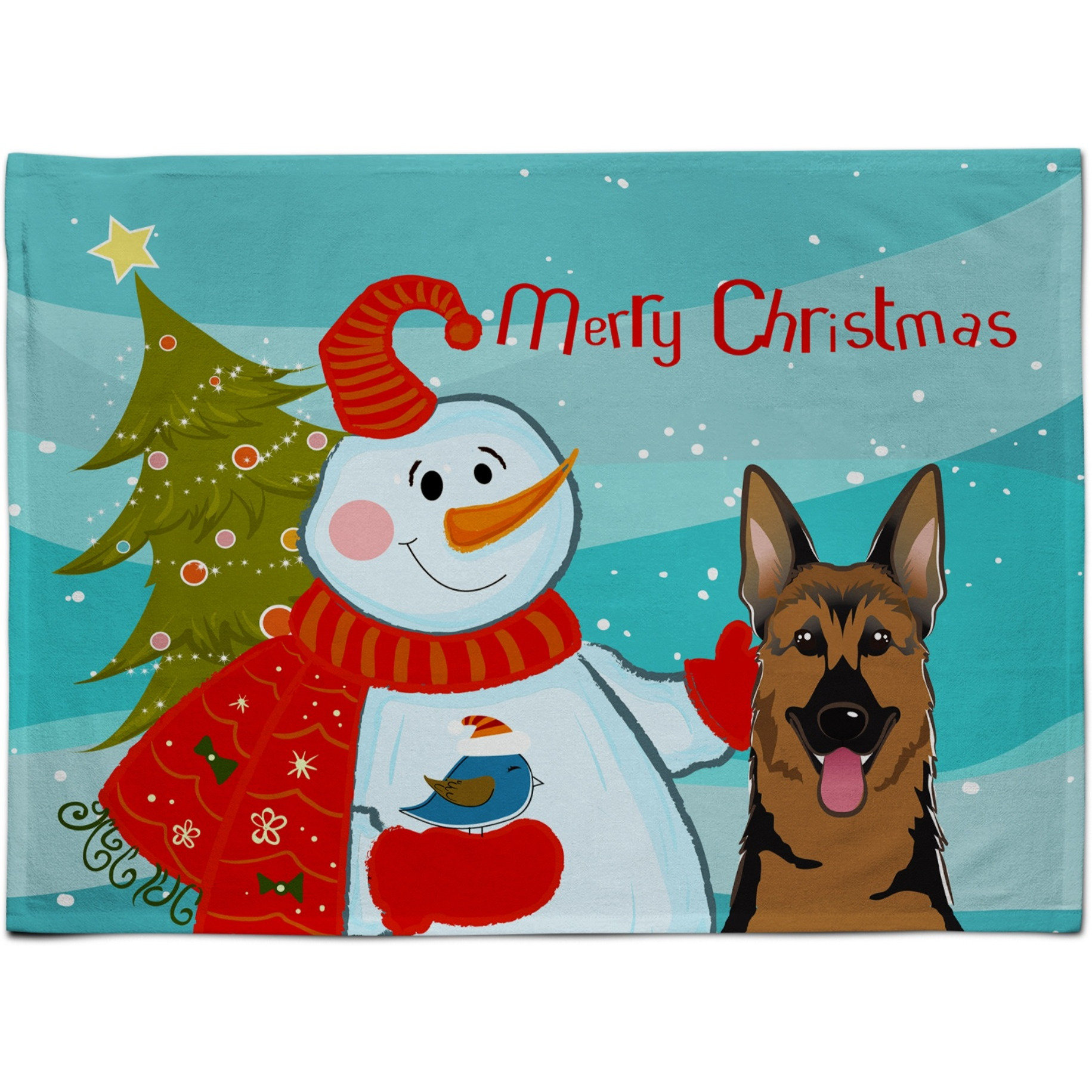 &quotCaroline's Treasures BB1831PLMT Snowman With German Shepherd Fabric Placemat, Multicolor"