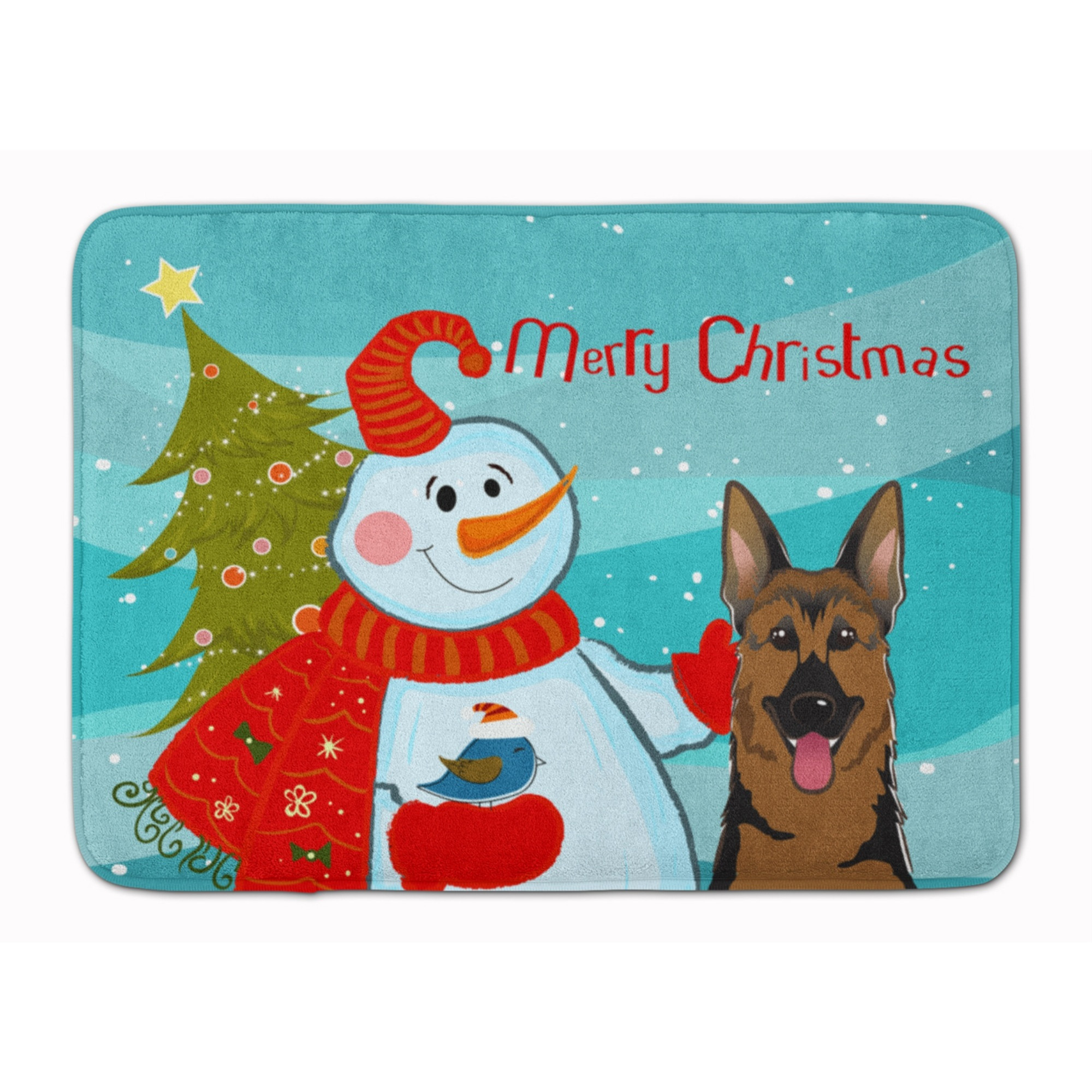 &quotCaroline's Treasures Snowman with German Shepherd Floor Mat, 19"" x 27"", Multicolor"