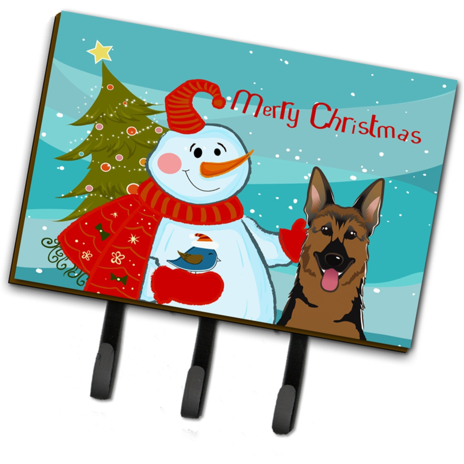 &quotCaroline's Treasures BB1831TH68 Snowman with German Shepherd Leash or Key Holder, Large, Multicolor"