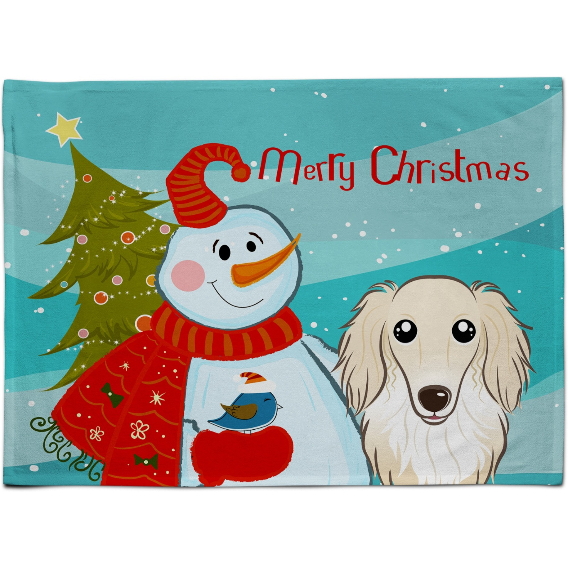 &quotCaroline's Treasures BB1832PLMT Snowman With Longhair Creme Dachshund Fabric Placemat, Multicolor"