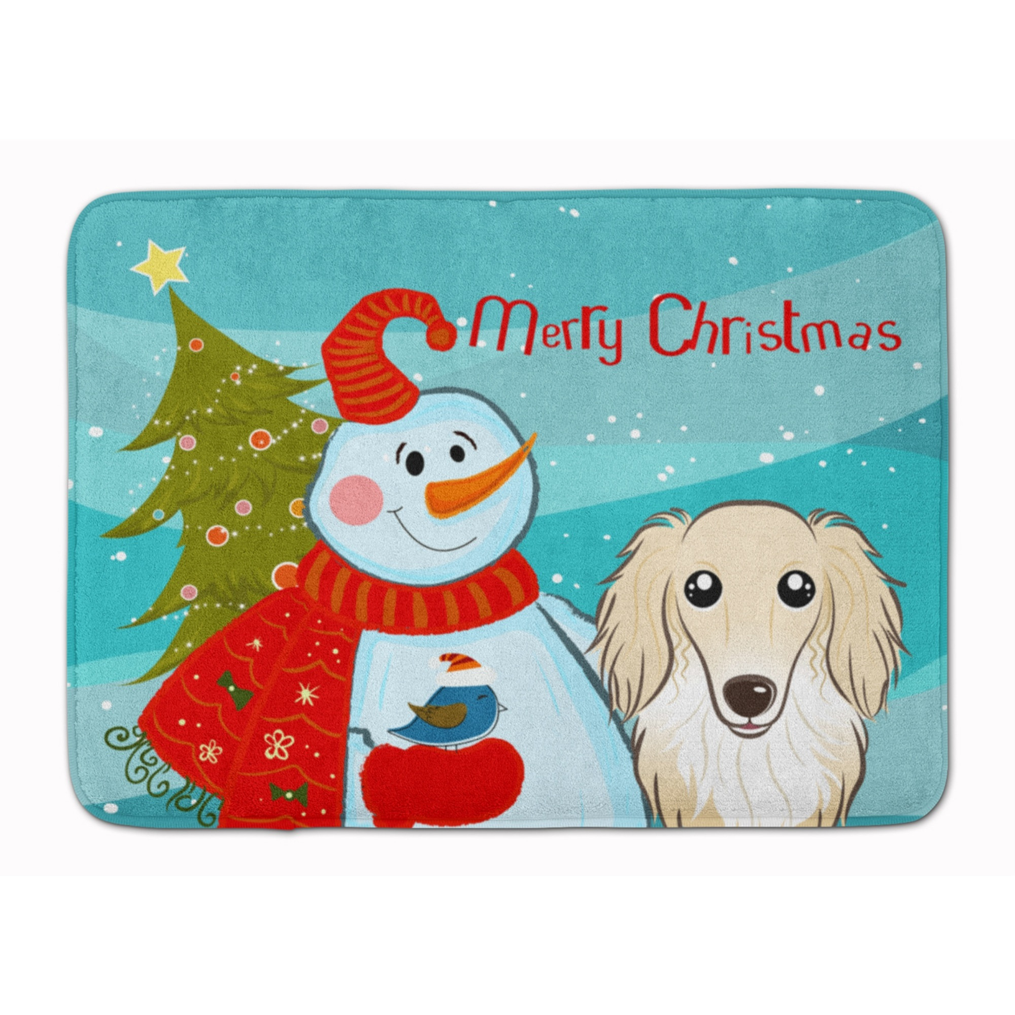 &quotCaroline's Treasures Snowman with Longhair Creme Dachshund Floor Mat, 19"" x 27"", Multicolor"
