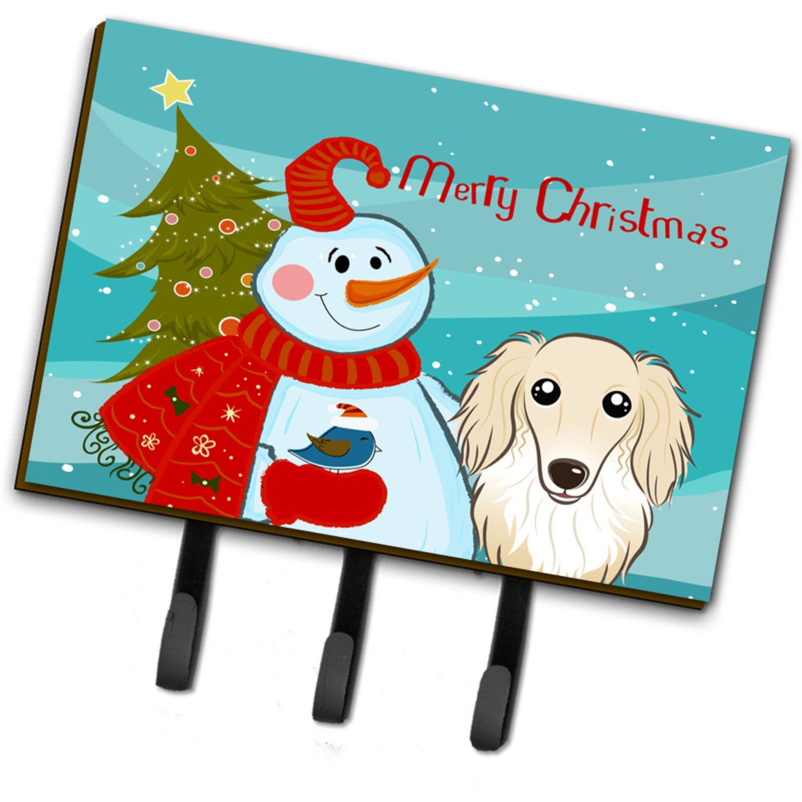 &quotCaroline's Treasures BB1832TH68 Snowman with Longhair Crme Dachshund Leash or Key Holder, Large, Multicolor"