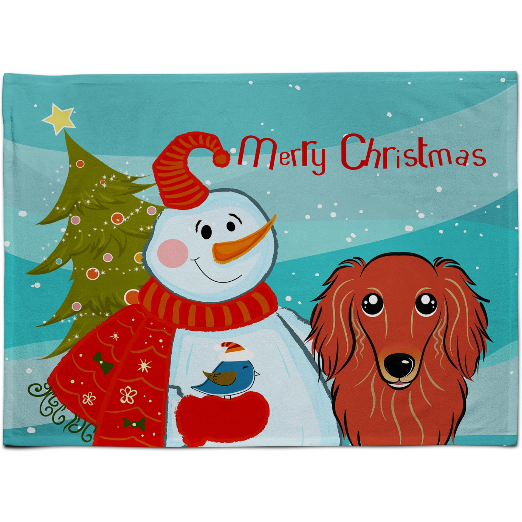 &quotCaroline's Treasures BB1834PLMT Snowman With Longhair Red Dachshund Fabric Placemat, Multicolor"