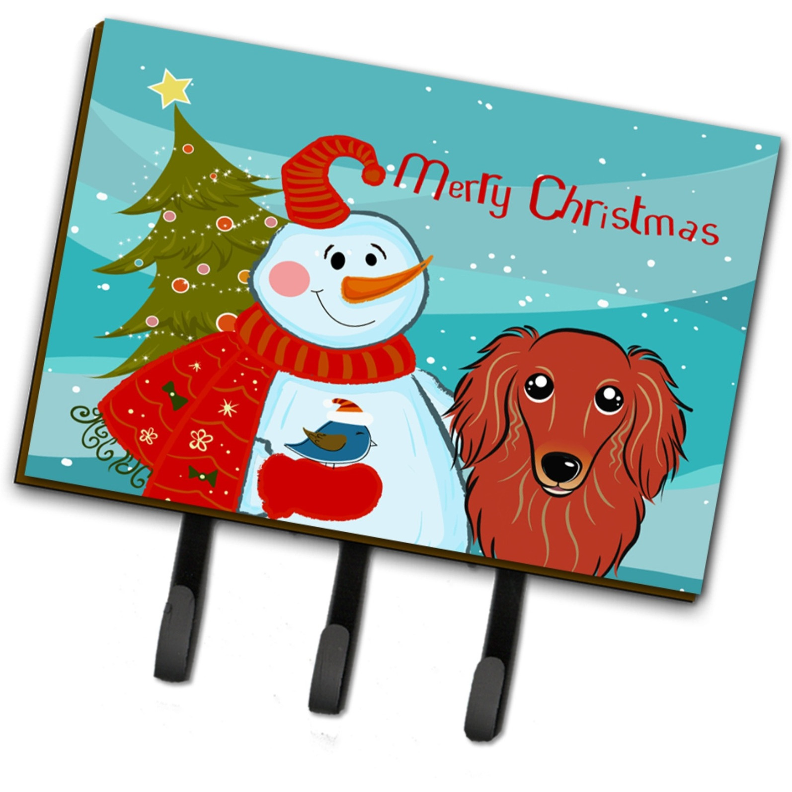 &quotCaroline's Treasures BB1834TH68 Snowman with Long Hair Red Dachshund Leash or Key Holder, Large, Multicolor"