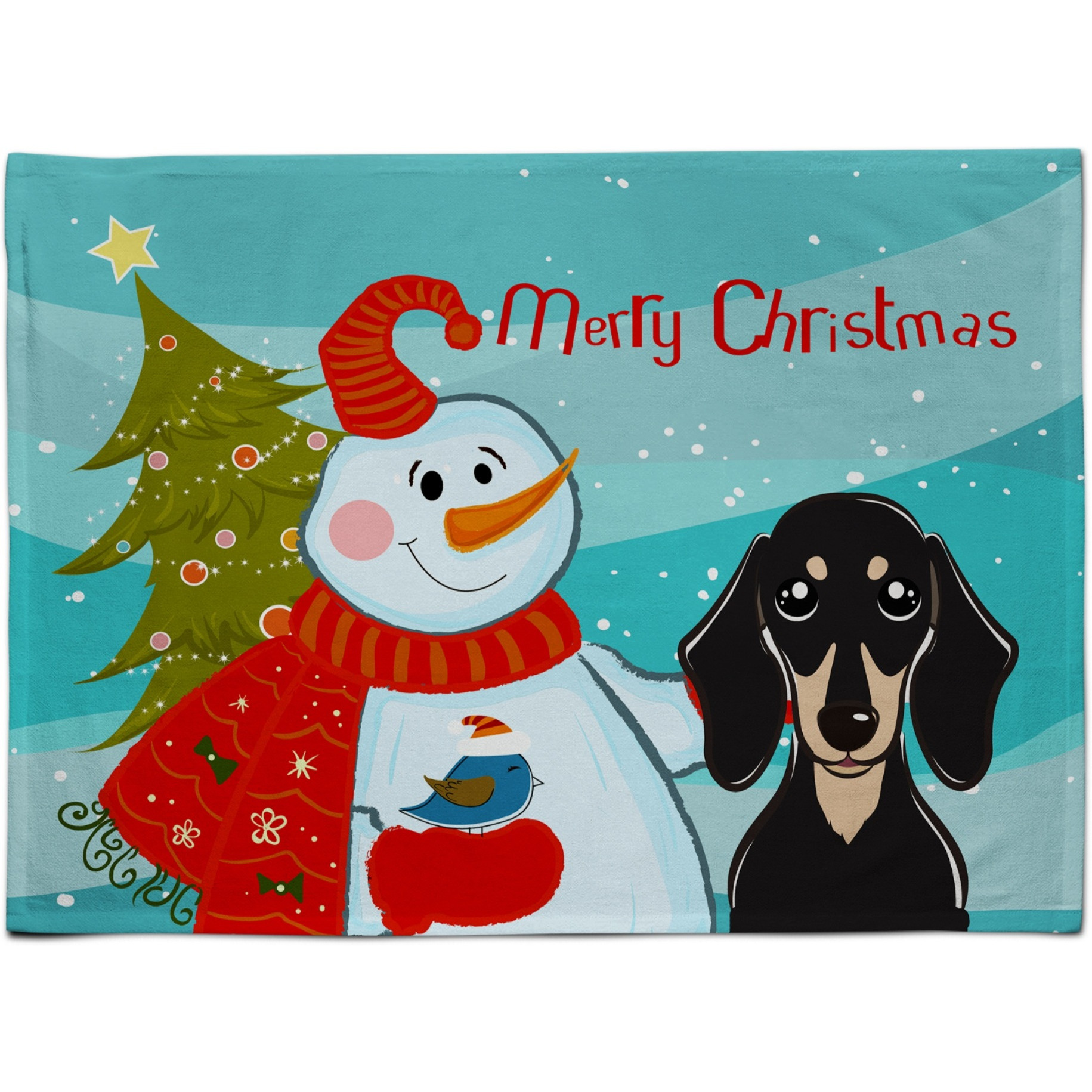 &quotCaroline's Treasures BB1835PLMT Snowman With Smooth Black And Tan Dachshund Fabric Placemat, Multicolor"