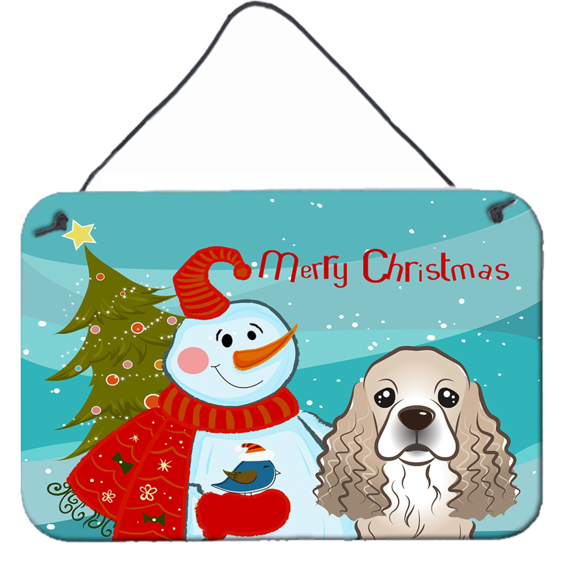 &quotCaroline's Treasures Snowman with Cocker Spaniel Wall or Door Hanging Prints BB1836DS812, 8HX12W, Multicolor"