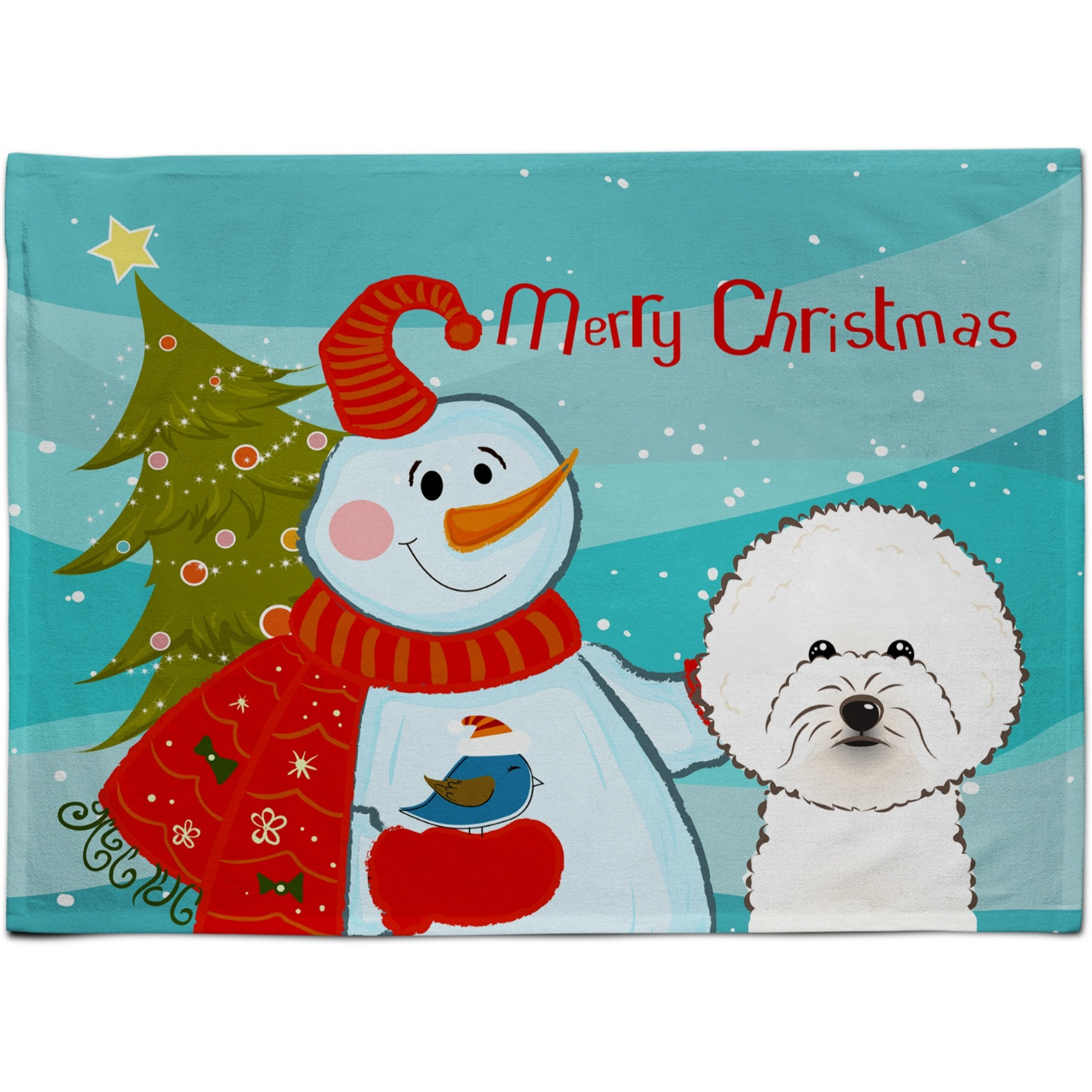 &quotCaroline's Treasures BB1837PLMT Snowman With Bichon Frise Fabric Placemat, Multicolor"