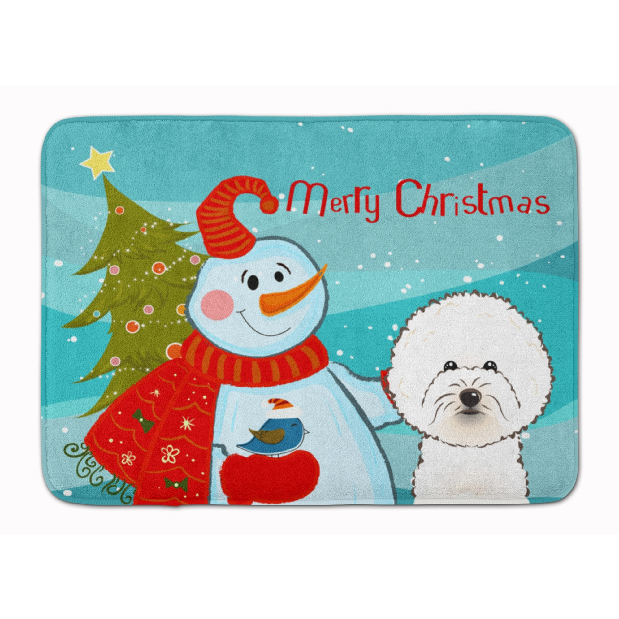 &quotCaroline's Treasures Snowman with Bichon Frise Floor Mat, 19"" x 27"", Multicolor"