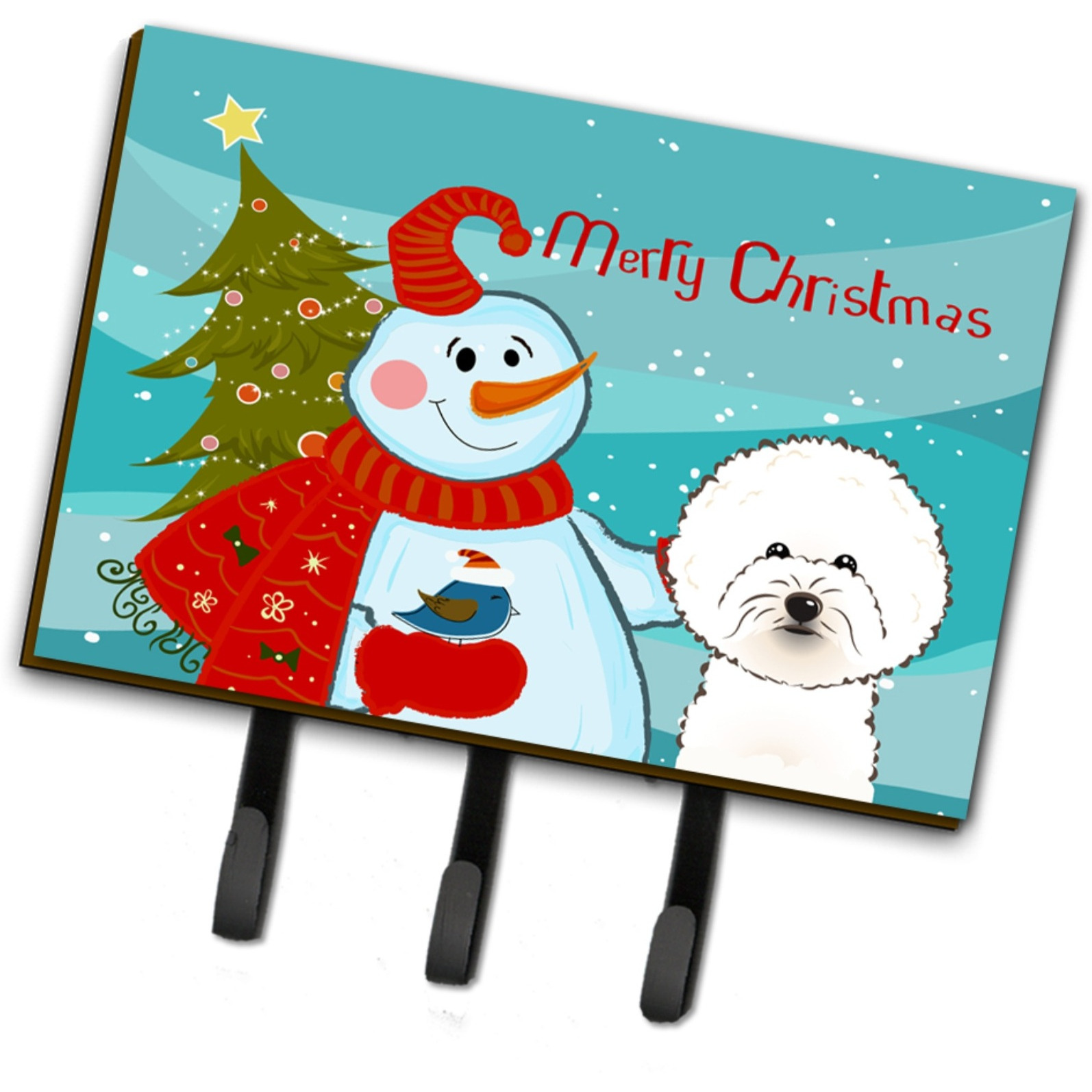 &quotCaroline's Treasures BB1837TH68 Snowman with Bichon Frise Leash or Key Holder, Large, Multicolor"